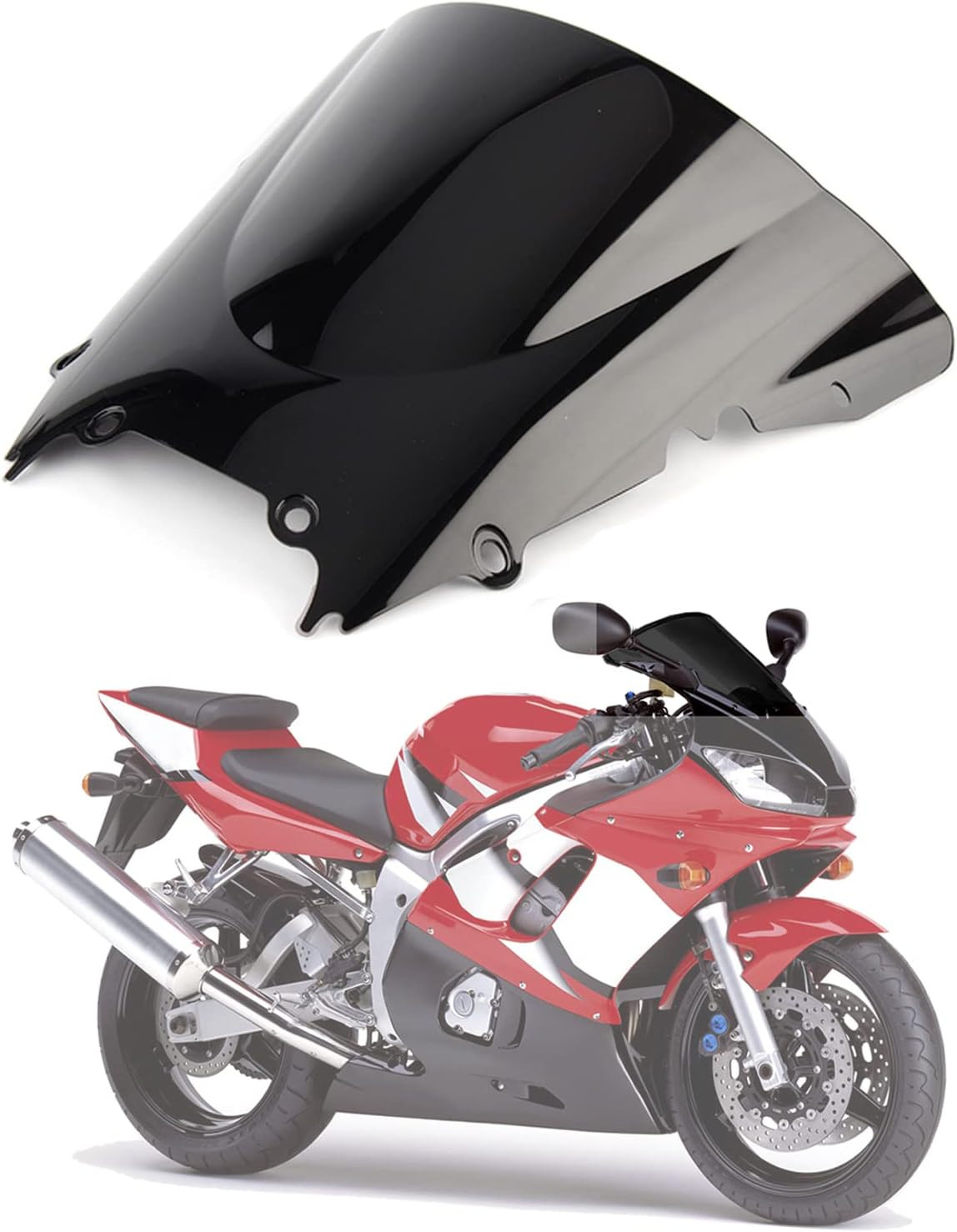 Black Front Windshield For Yamaha 1998 1999 2000 2001 2002 YZF600 R6 Windscreen