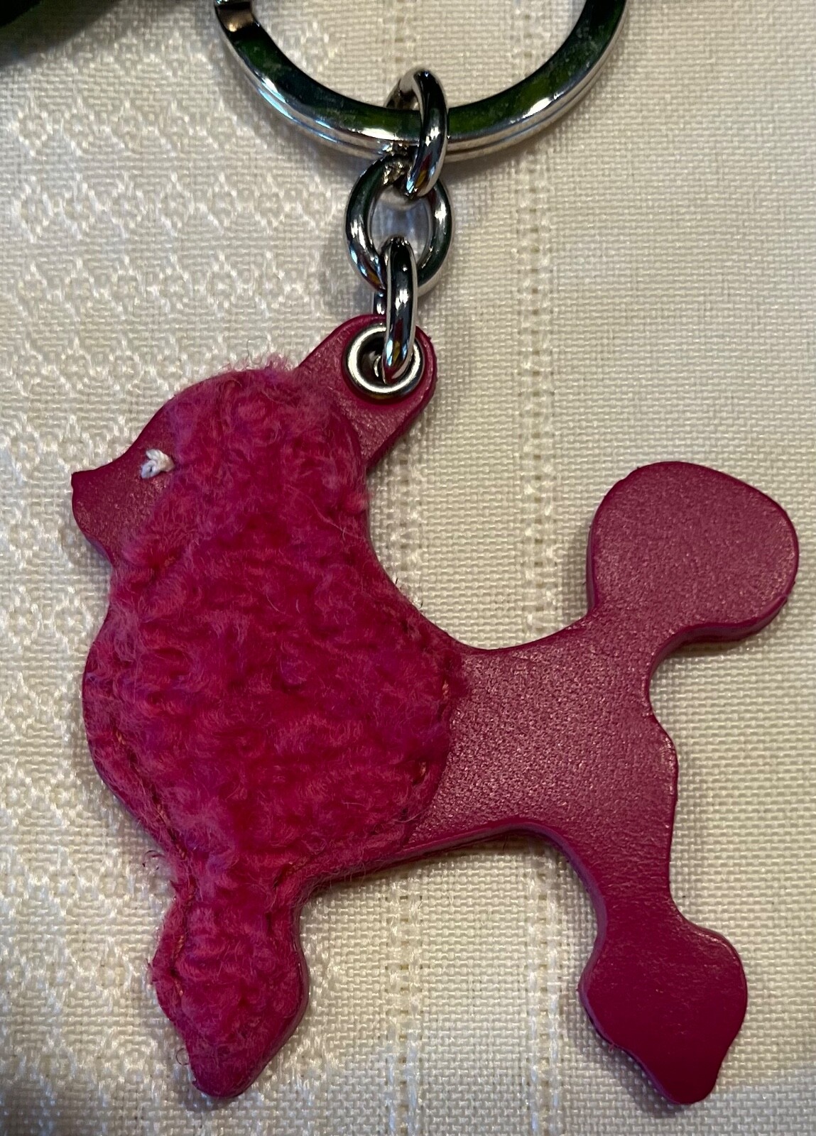 Coach 1693 Shearling & Leather Poodle Dog Keychain Key Fob Pink Italy Rare NWOT