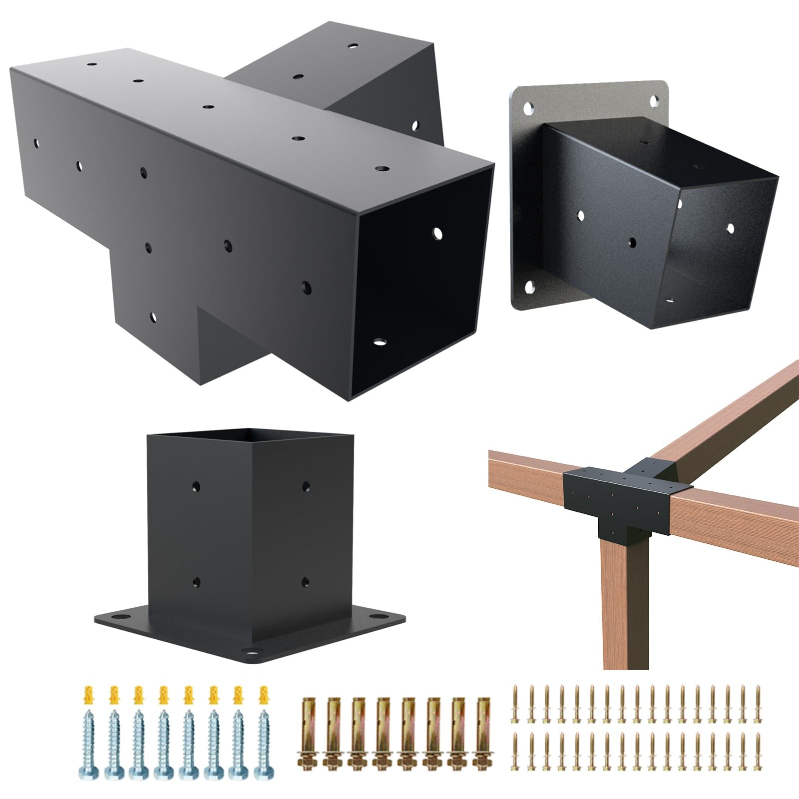 Pergola Kit 15° 4-Way Slanted Roof Bracket Set PowderCoated Wall Mount Brackets