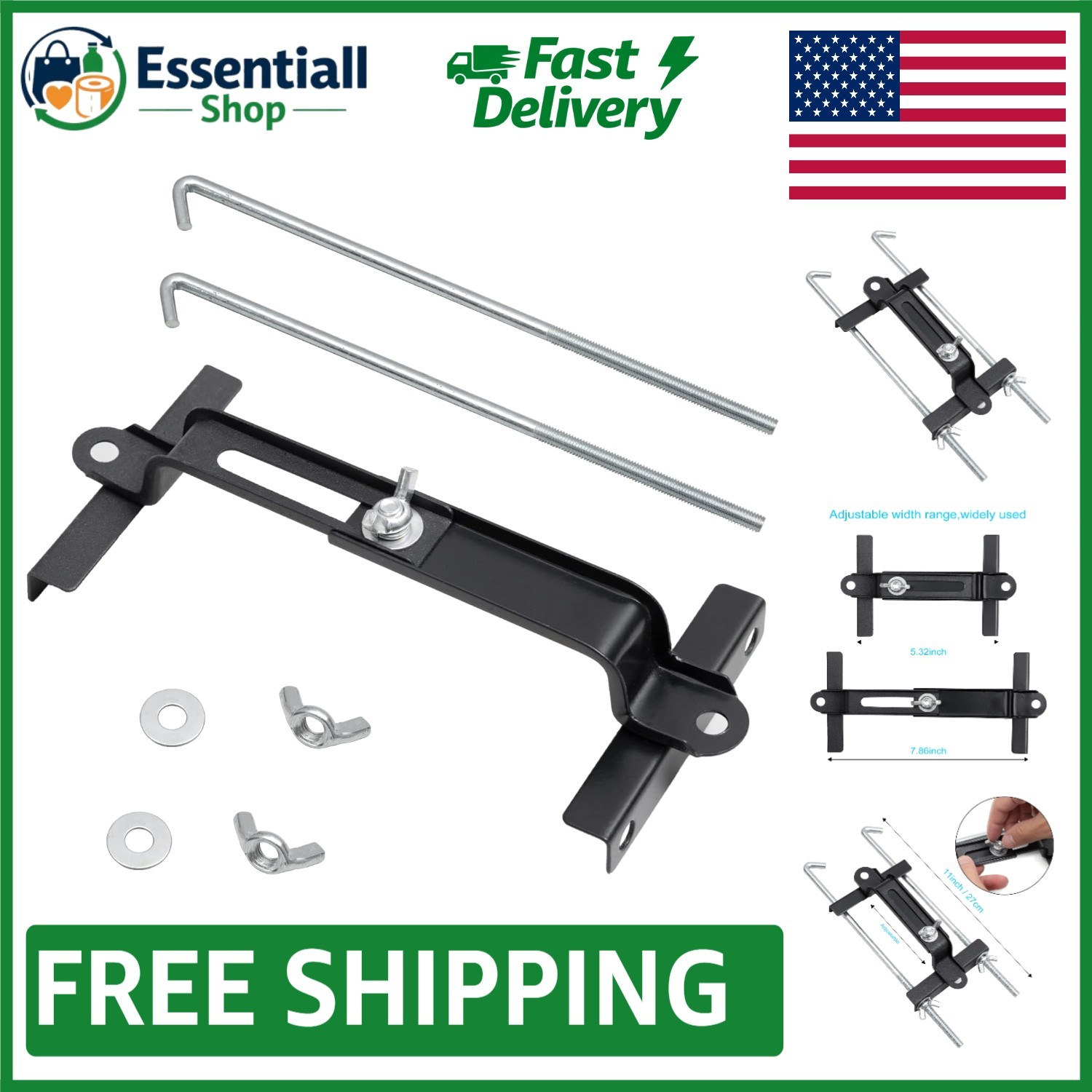 Corrosion-Resistant Adjustable Battery Crossbar - 11in J-Bolts for Durability