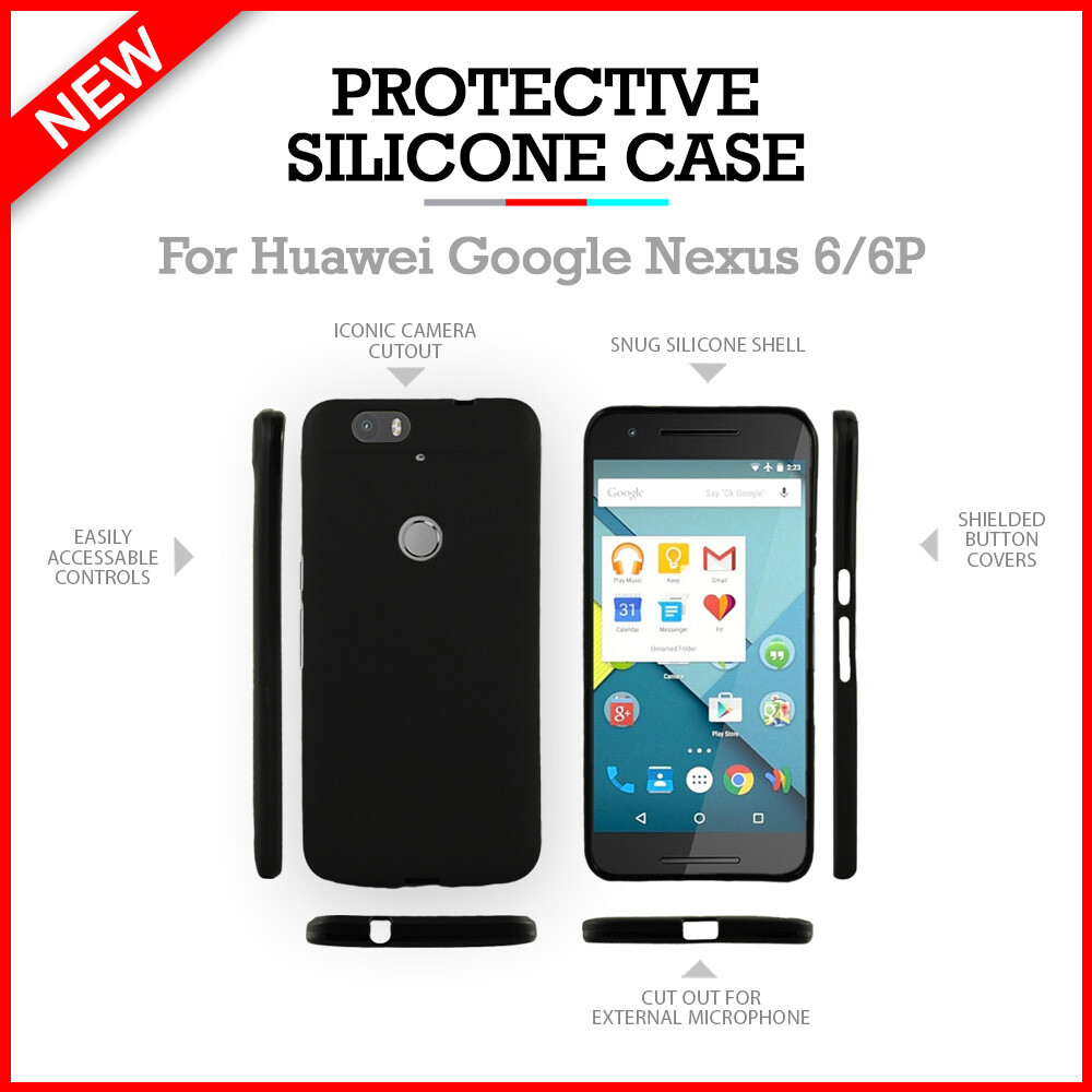 B2G1 Free Ultra Slim Shockproof Rubber Case for Huawei Google Nexus 6 6P BLACK