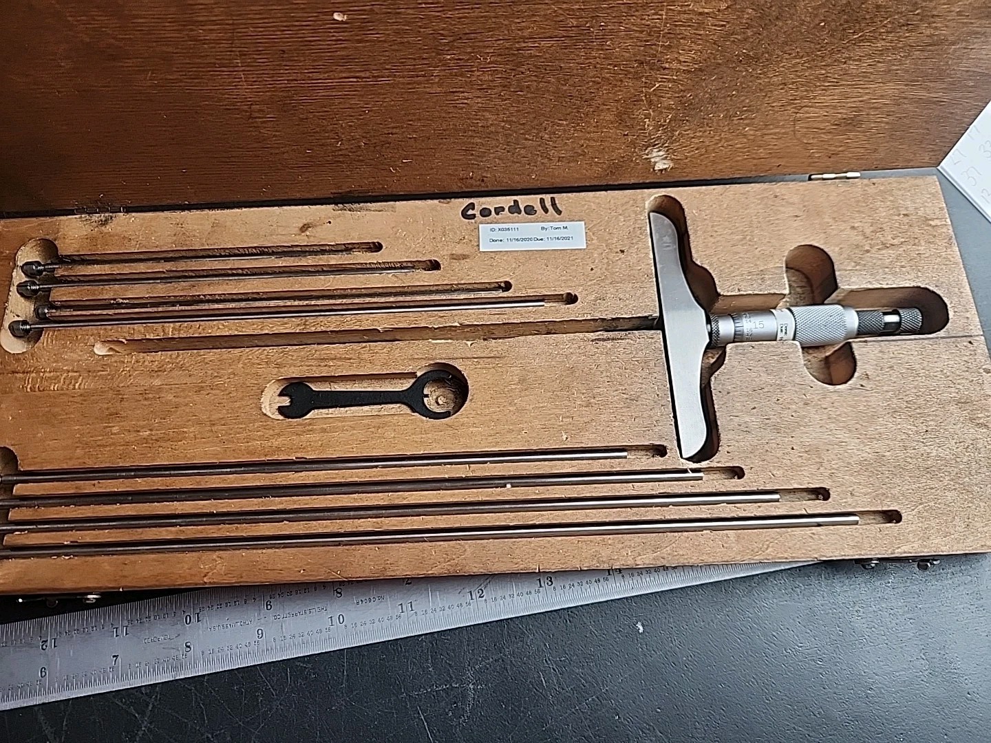 STARRETT 445 DEPTH MICROMETER: 0-9″   Ratcheting with Case
