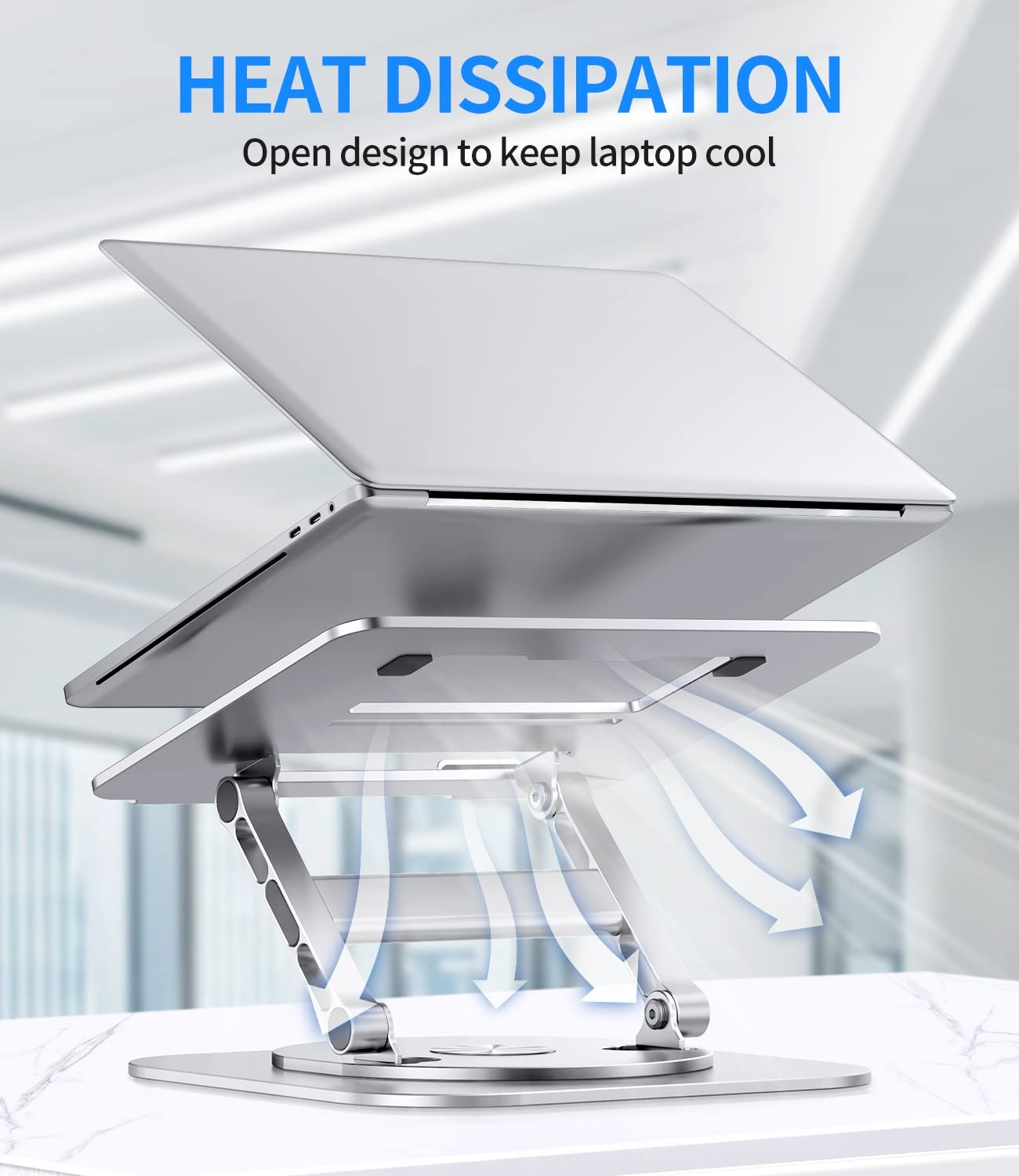 Adjustable Laptop Stand with 360 Rotating Base, Stable Computer Stand for Lap...