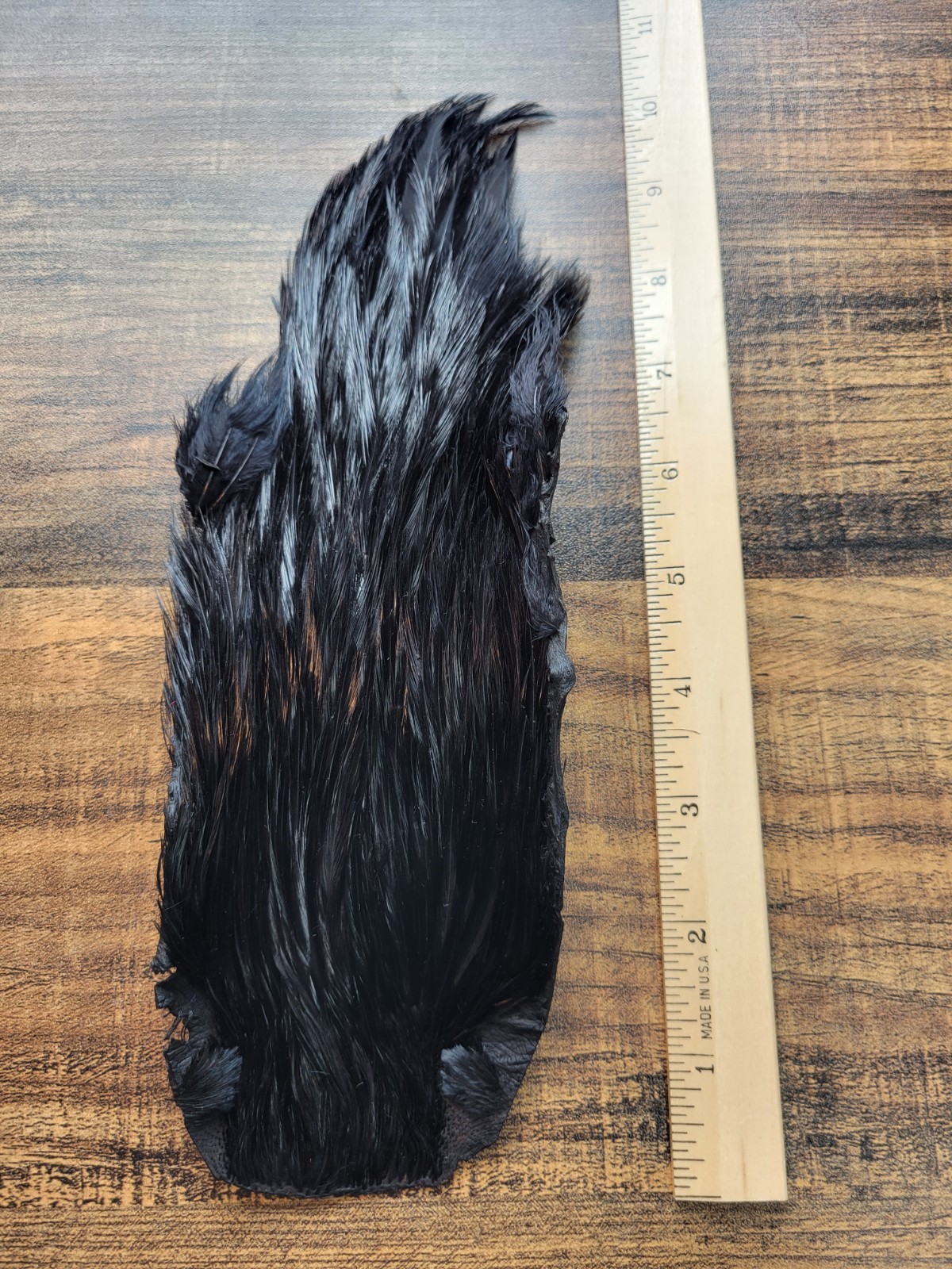 Lot 541, Dyed BLACK India Rooster Streamer Neck Cape Feathers Tying