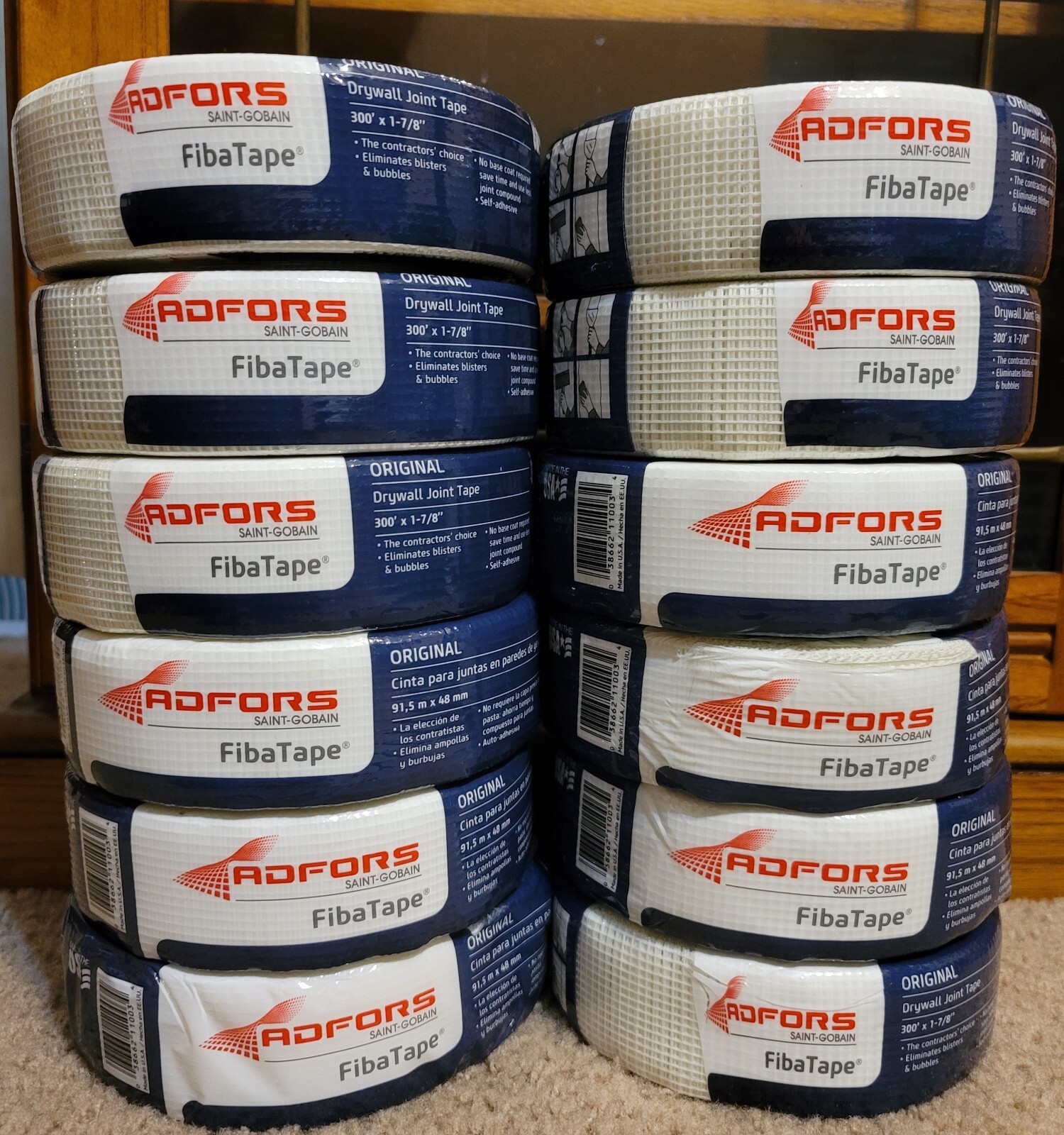 LOT of 12 - ADFORS FibaTape 300' x 1-7/8"  Original Mesh Drywall Joint Tape USA