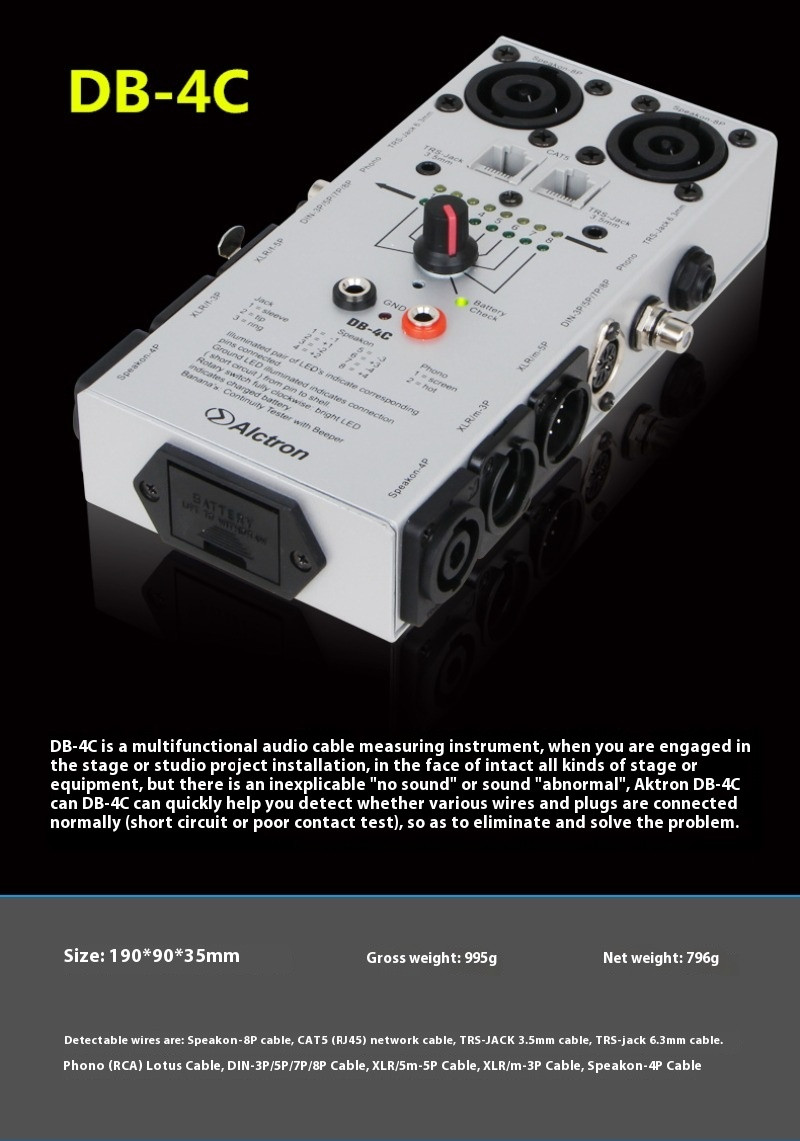Multifunctional Line Tester Audio Tester XLR Signal Line Tester HDMI Network