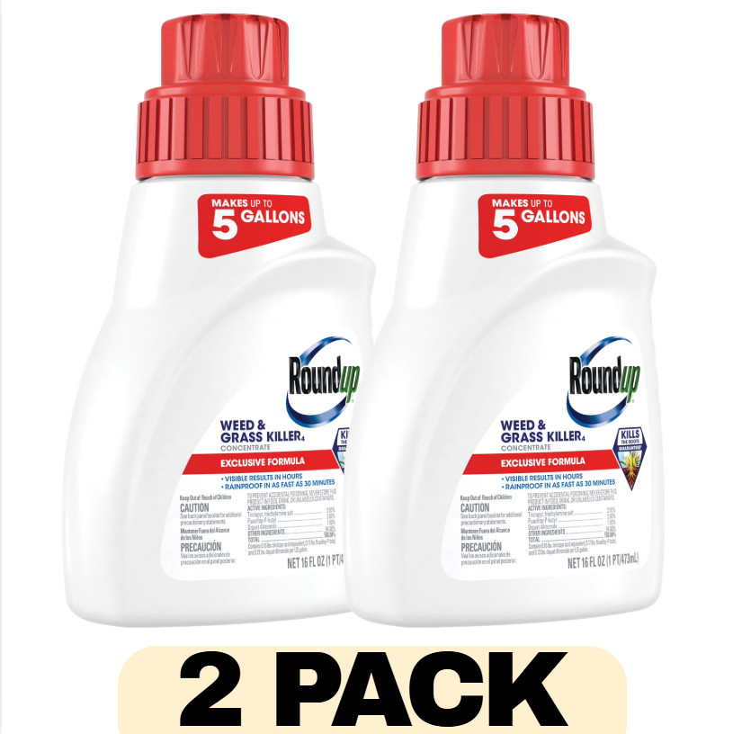 2 Pack Roundup 16 fl oz Concentrated Weed & Grass Killer New