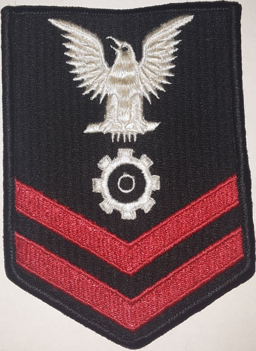 U.S. Navy Petty Officer 2nd Class 'ENGINEMAN' Large Chevron COLOR DRESS VTG NOS