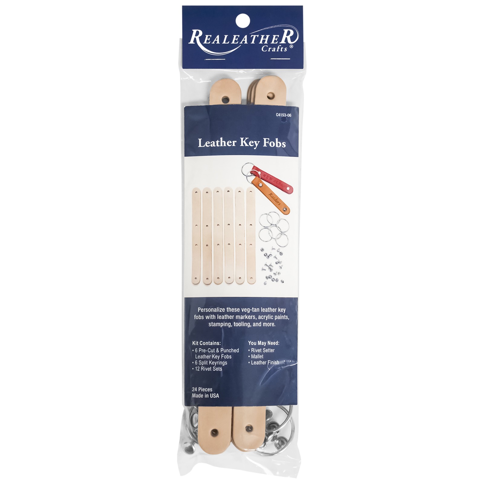 Realeather(R) Crafts Key Fob Kit 6/Pkg- - 3 Pack