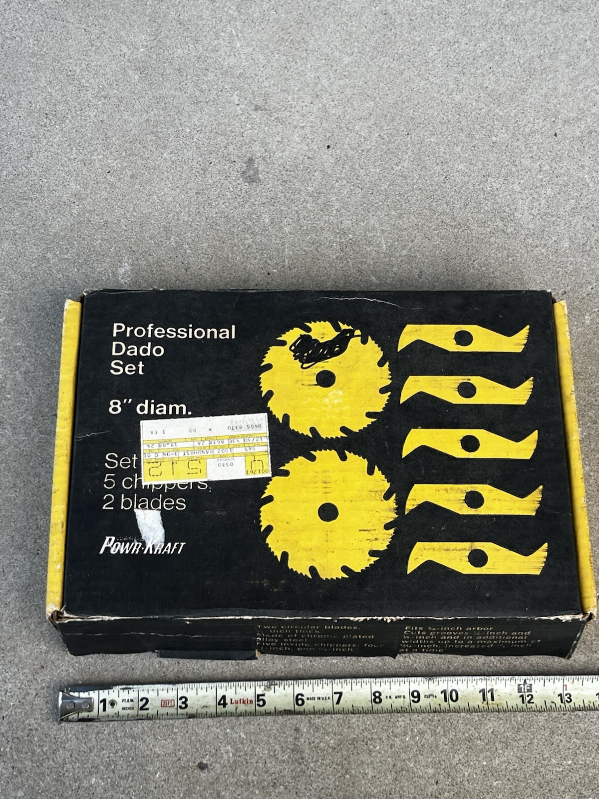 Power-Kraft Professional 8” Dado Set 2 Blade 5 Chippers 5/8” Arbors