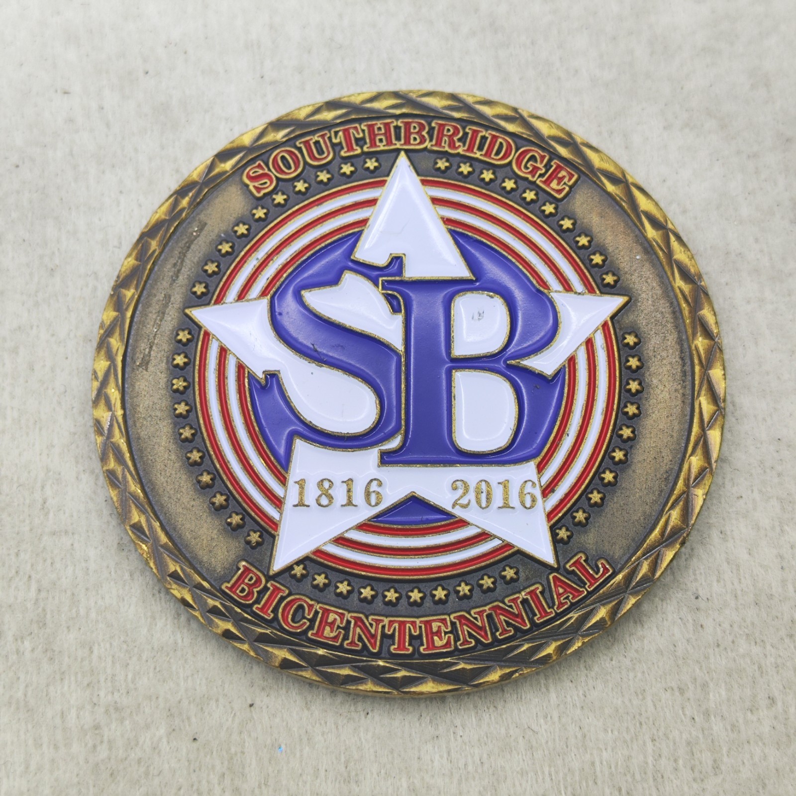 Southbridge MA Bicentennial Eye of the Commonwealth Challenge Coin