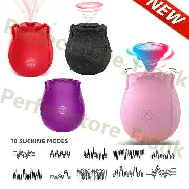 Rose Sucking Vibrator 10-Speed G-spot Massager Dildo Clit Sucker Women Sex Toys