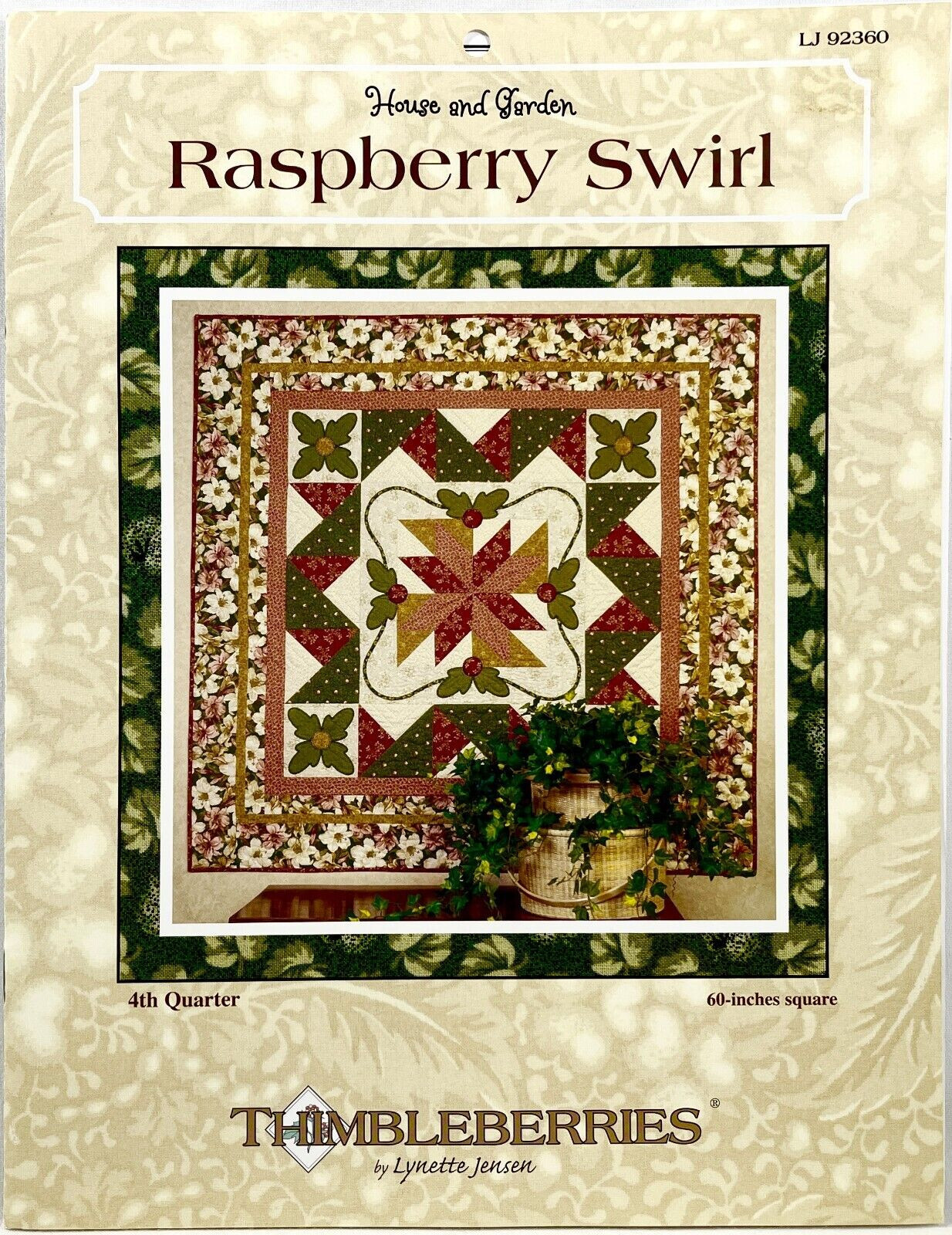 2006 Thimbleberries Raspberry Swirl LJ92360 Quilt Pattern Booklet 60x60 12852