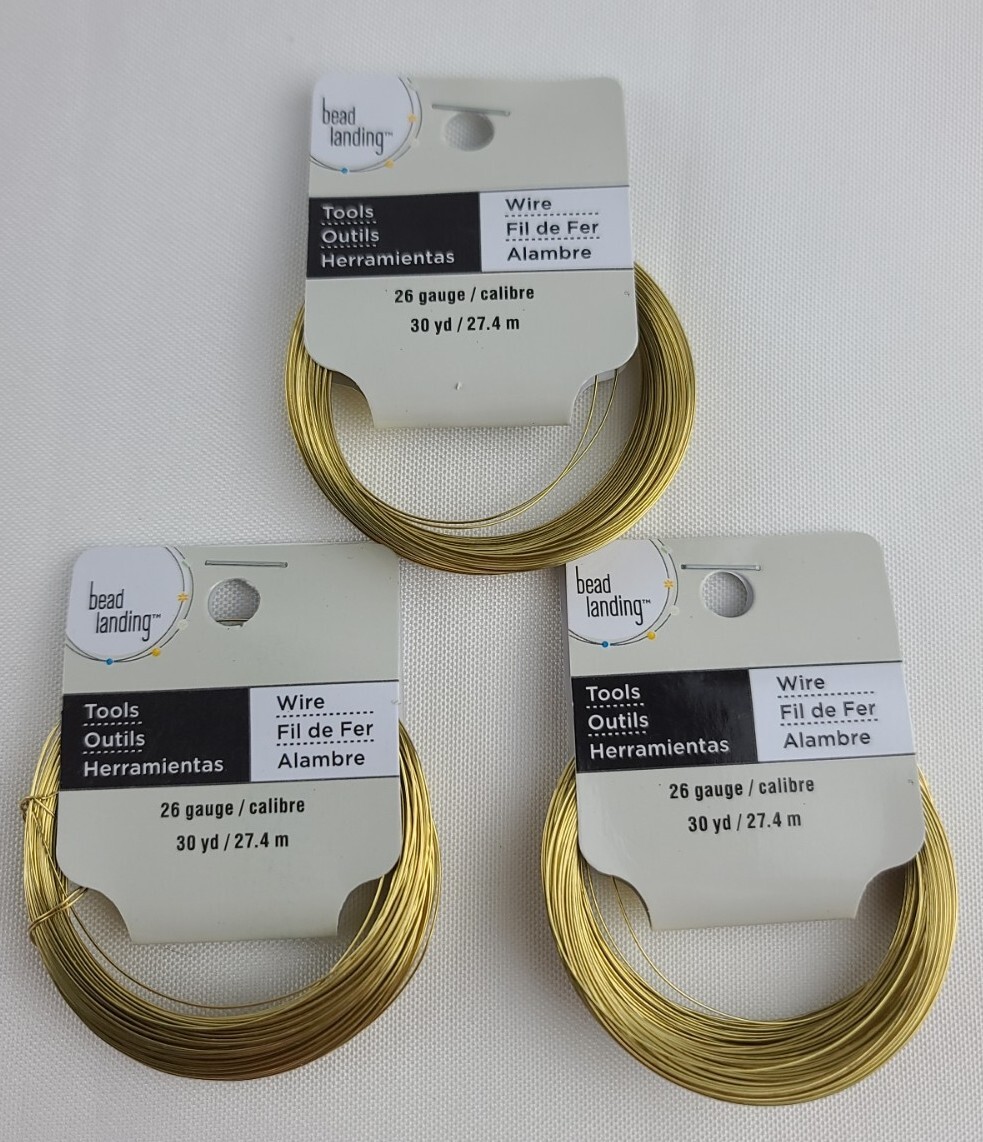 Brass Bead Landing 26 Gauge Gold Wire (lot Of Three 30 Yard Rolls)