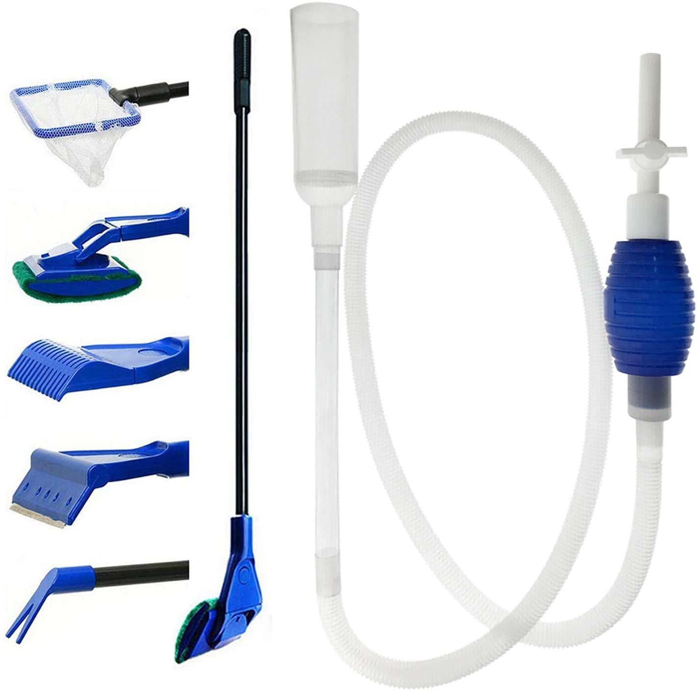 Aquarium Fish Tank Cleaning Kit Tools Algae Scrapers Set 5 in 1 & Fish Tank Grav