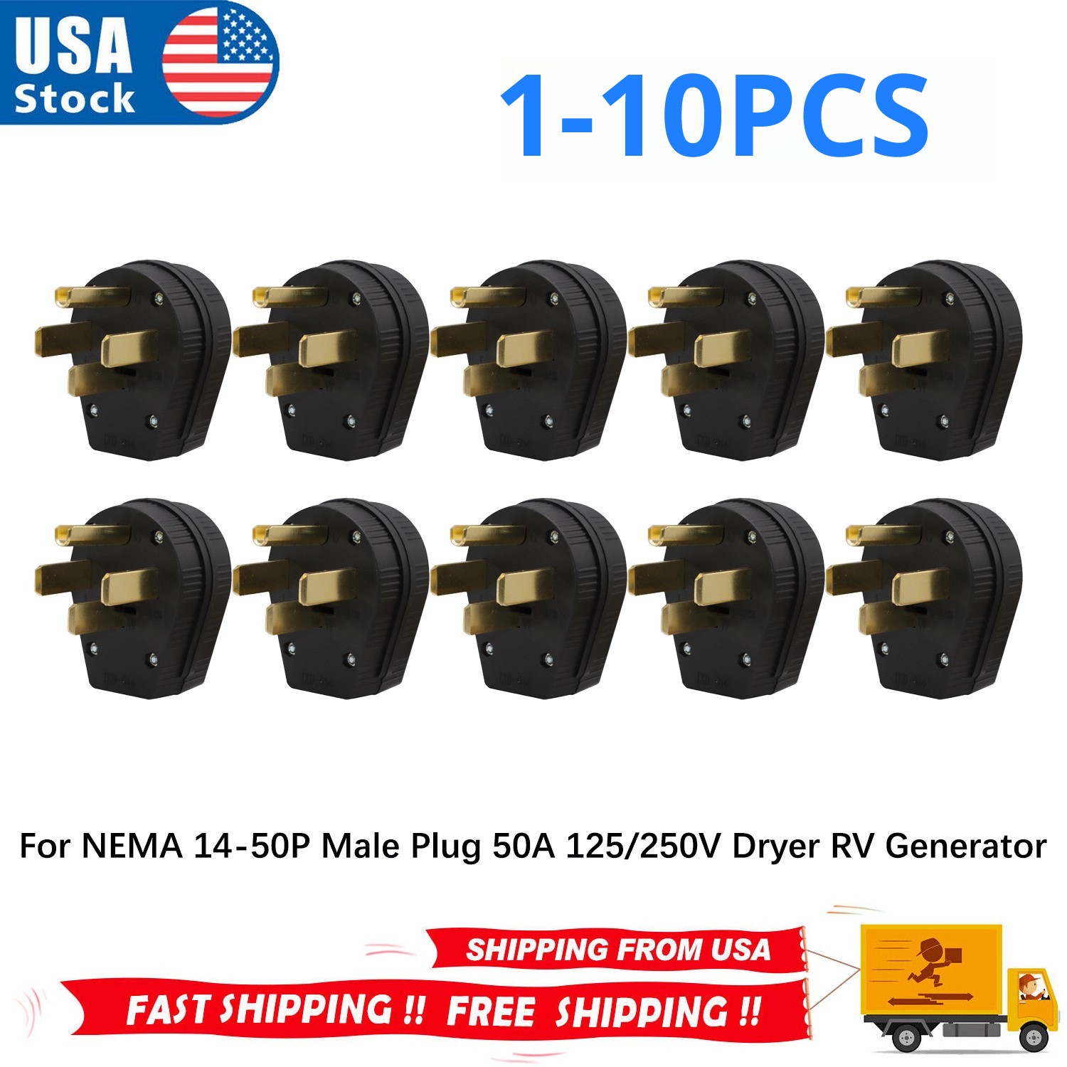 Lots of For NEMA 14-50P Male Plug 50A 125/250V Dryer RV Generator Plug 14-50