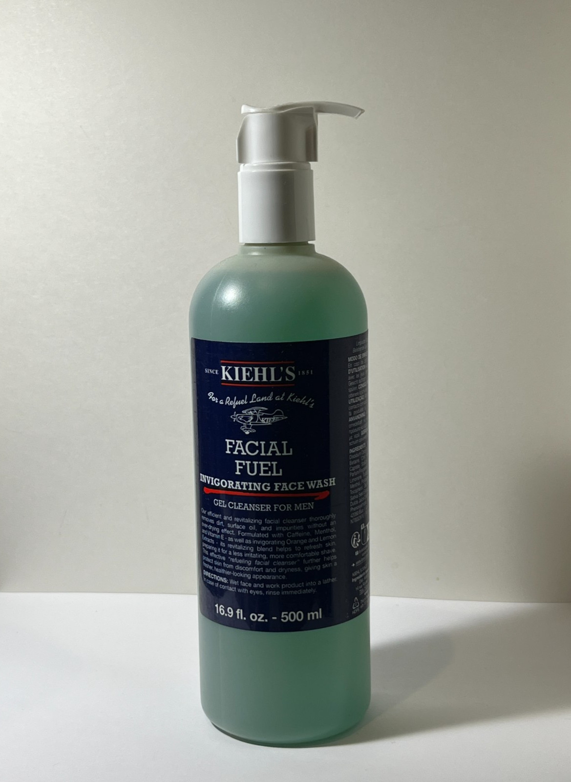 Kiehl’s Facial Fuel Invigorating Face Wash 16.9oz / 500ml Gel Cleanser for Men