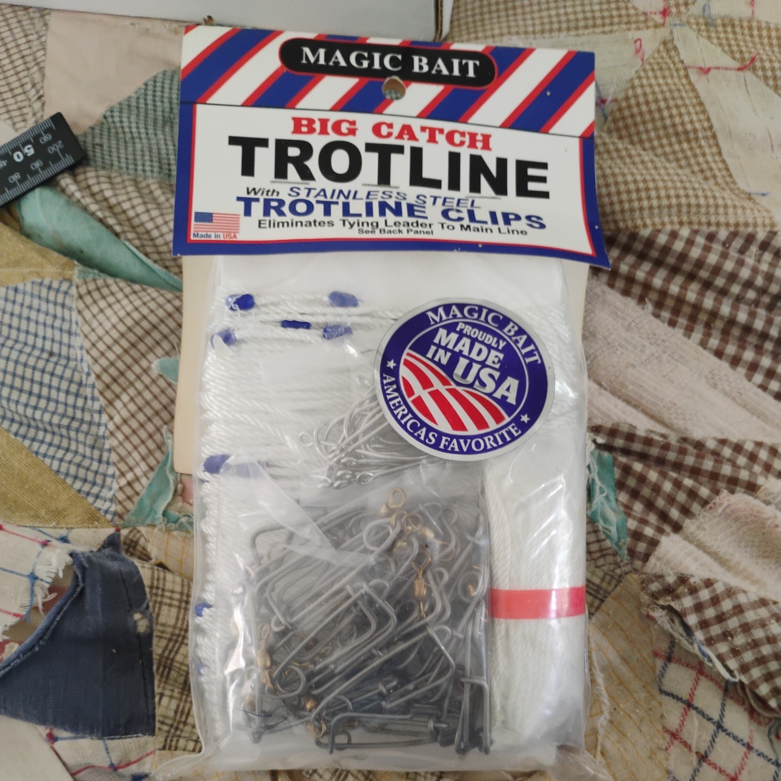 NEW Fishing Kit 76pc w/ Clips 25 Drop Lines & 4/0 Hooks, 150' Main Line Swivels