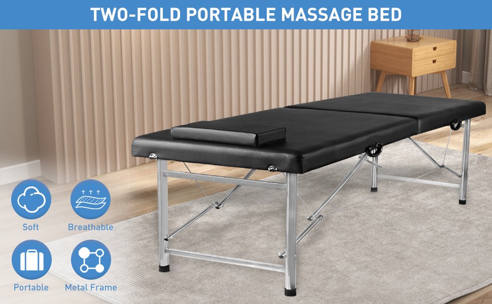 Professional Massage Table Massage Bed Spa Bed 180cm Long Portable 2 folding