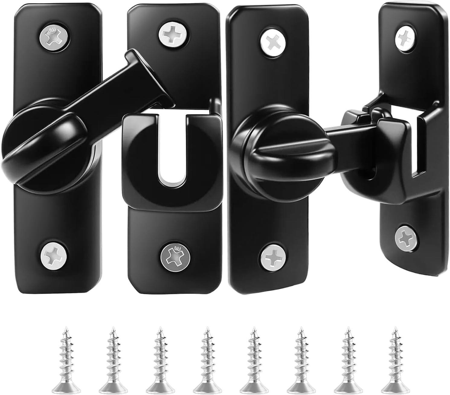 2-Pack 90/180° Flip Barn Door Lock Zinc Alloy Latch for Cabinets & Doors