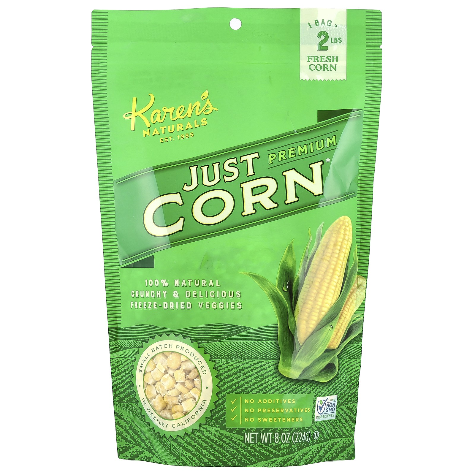 Karen s Naturals Premium Freeze-Dried Veggies Just Corn 8 oz 224 g All-Natural,