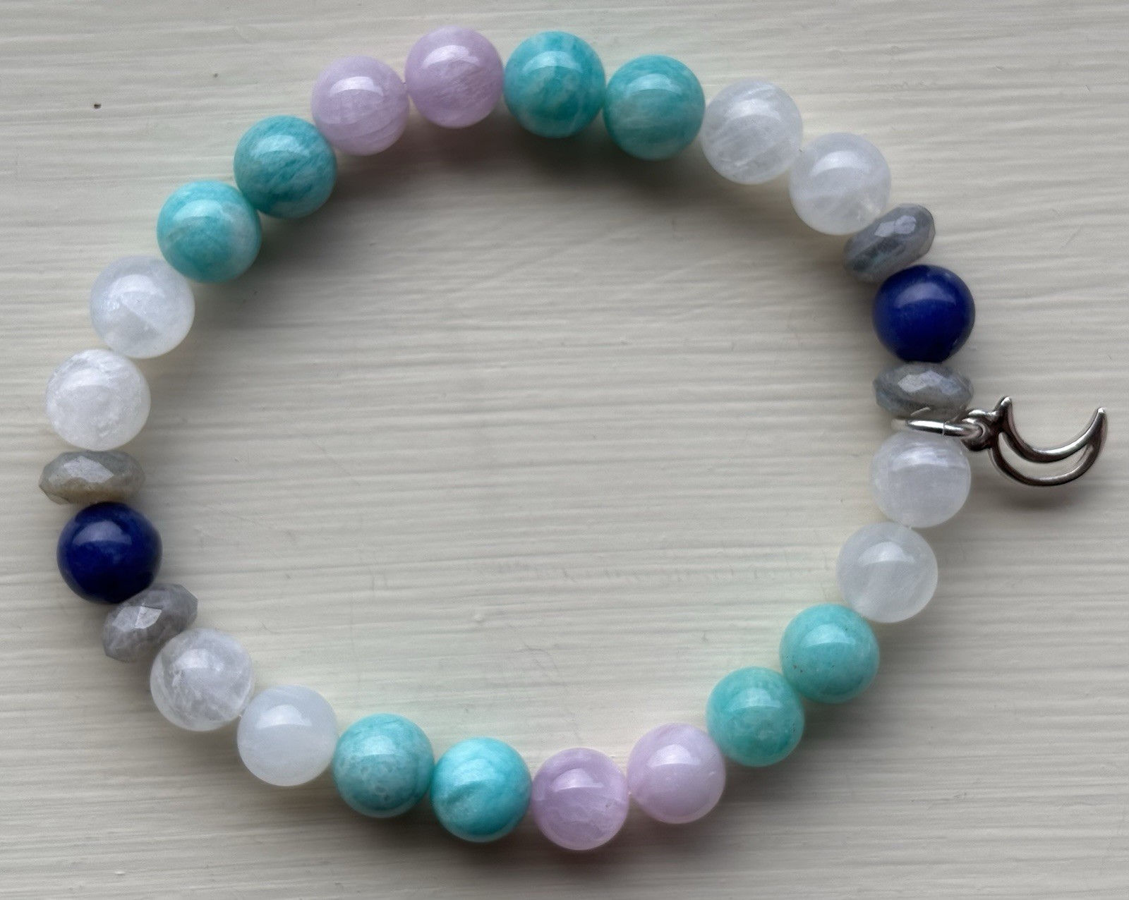 Gemstone Bracelet – Moonstone, Amazonite, Kunzite, Sodalite, & Labradorite
