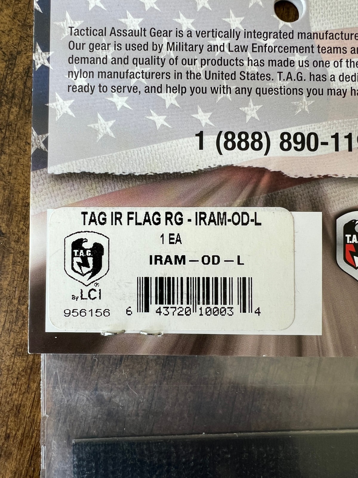 Tactical Assault Gear (TAG) IR Flag Patch *NEW RANGER GREEN*