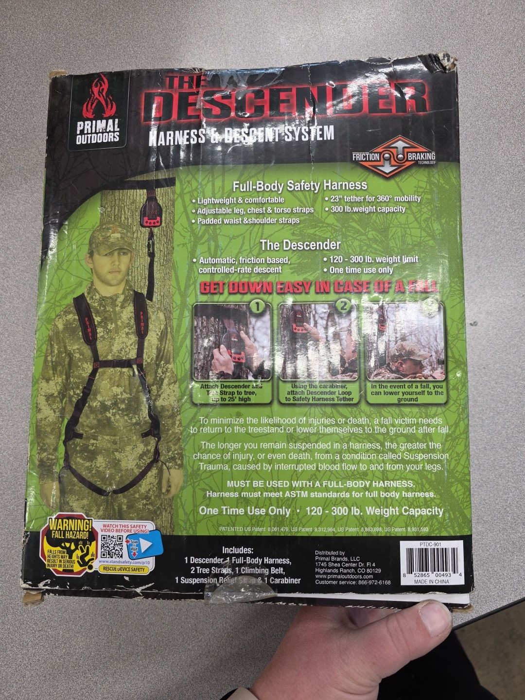 Primal Tree Stands Descender Device and Full Body Harness (Model: PTDC-901).