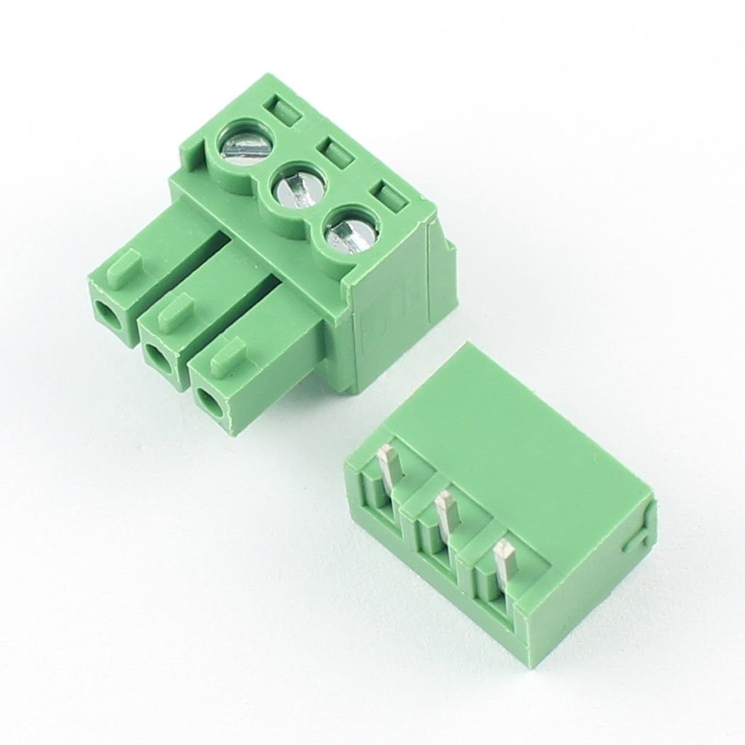 5Pcs 3.81mm Pitch 3 Pin Right Angle Screw Terminal Block Pluggable Connector