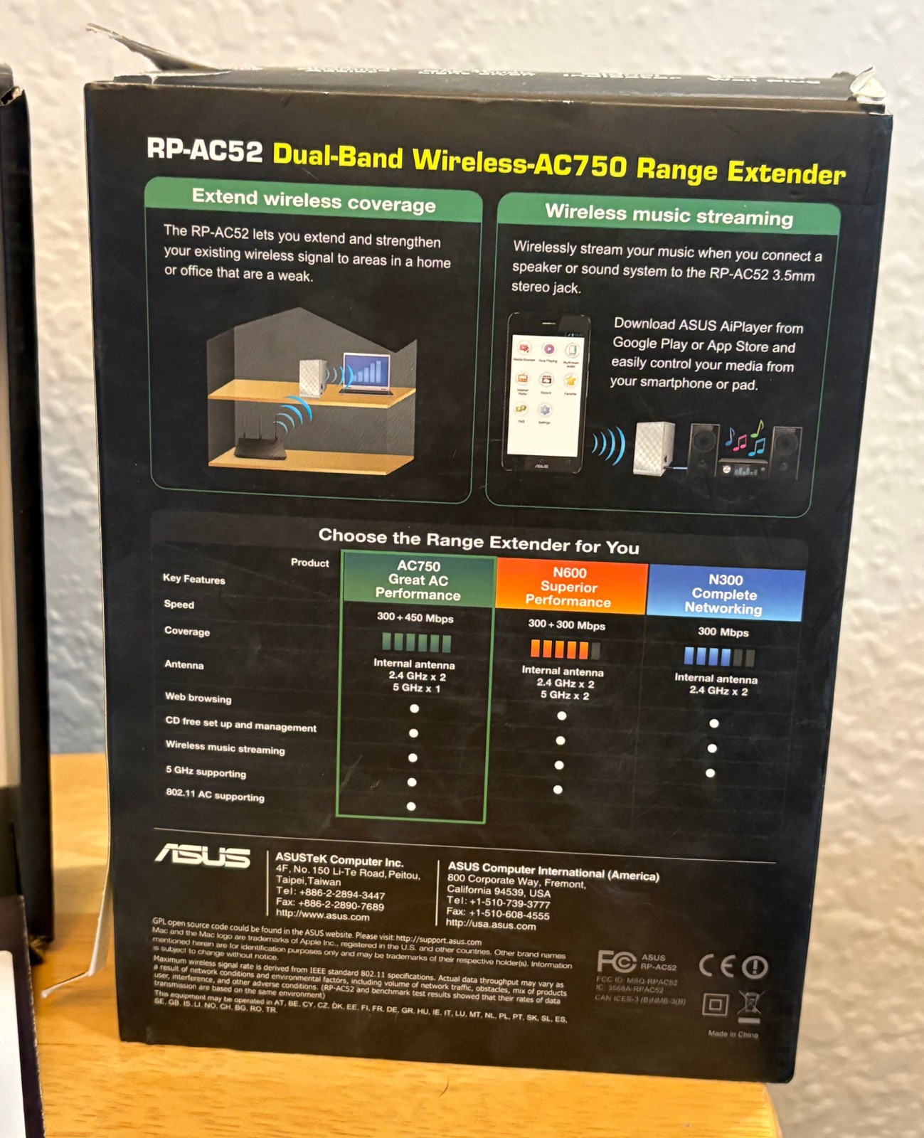 ASUS RP-AC52 Wireless-AC750 Range Extender Repeater Access Point Media Bridge