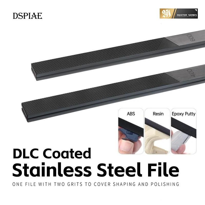 DSPIAE DLC Coated Stainless Steel File for Model Sanding Tool Double Sided Grit