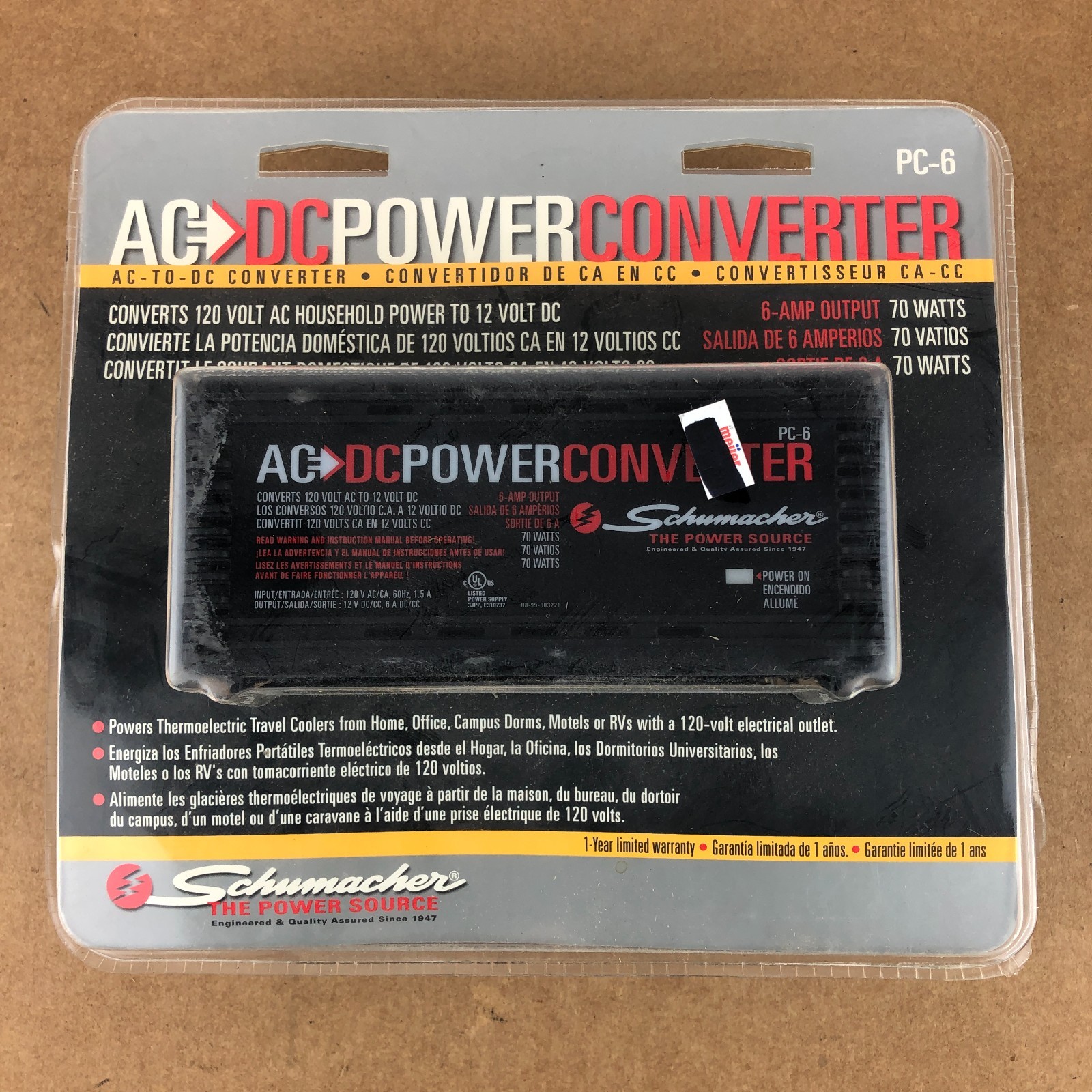 Schumacher Electric AC to DC Power Converter, PC-6, 70 Continuous Watts 6 Amp
