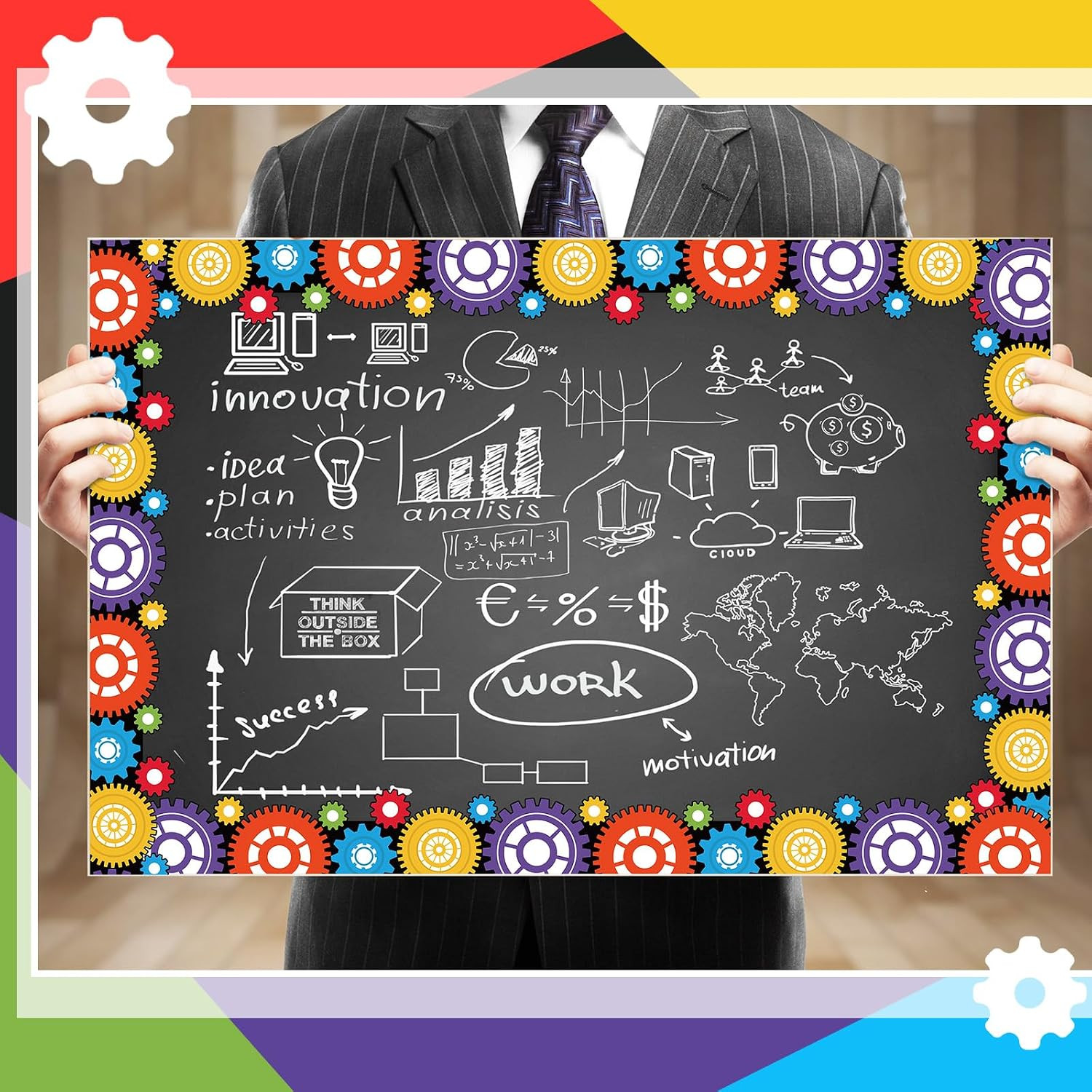68 Ft Gears Bulletin Board Borders Engineering Science Classroom Decor for Bulle