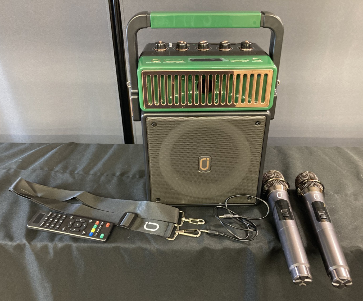 JYX Karaoke Machine Speaker with 2 Microphones & Party Flash Light Speaker Audio