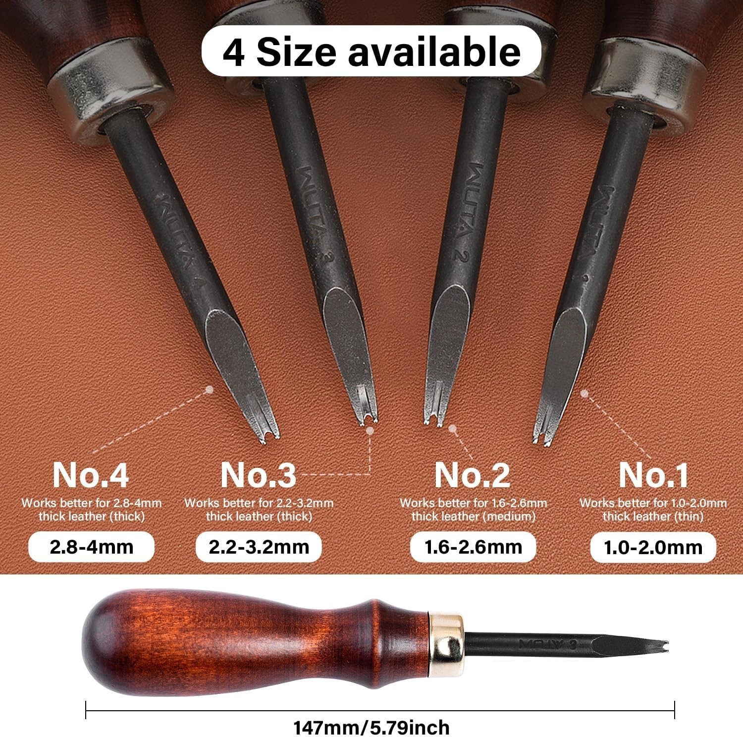 Versatile Leather Beveling Tool - Lightweight Design and Comfortable Grip, 0.8mm