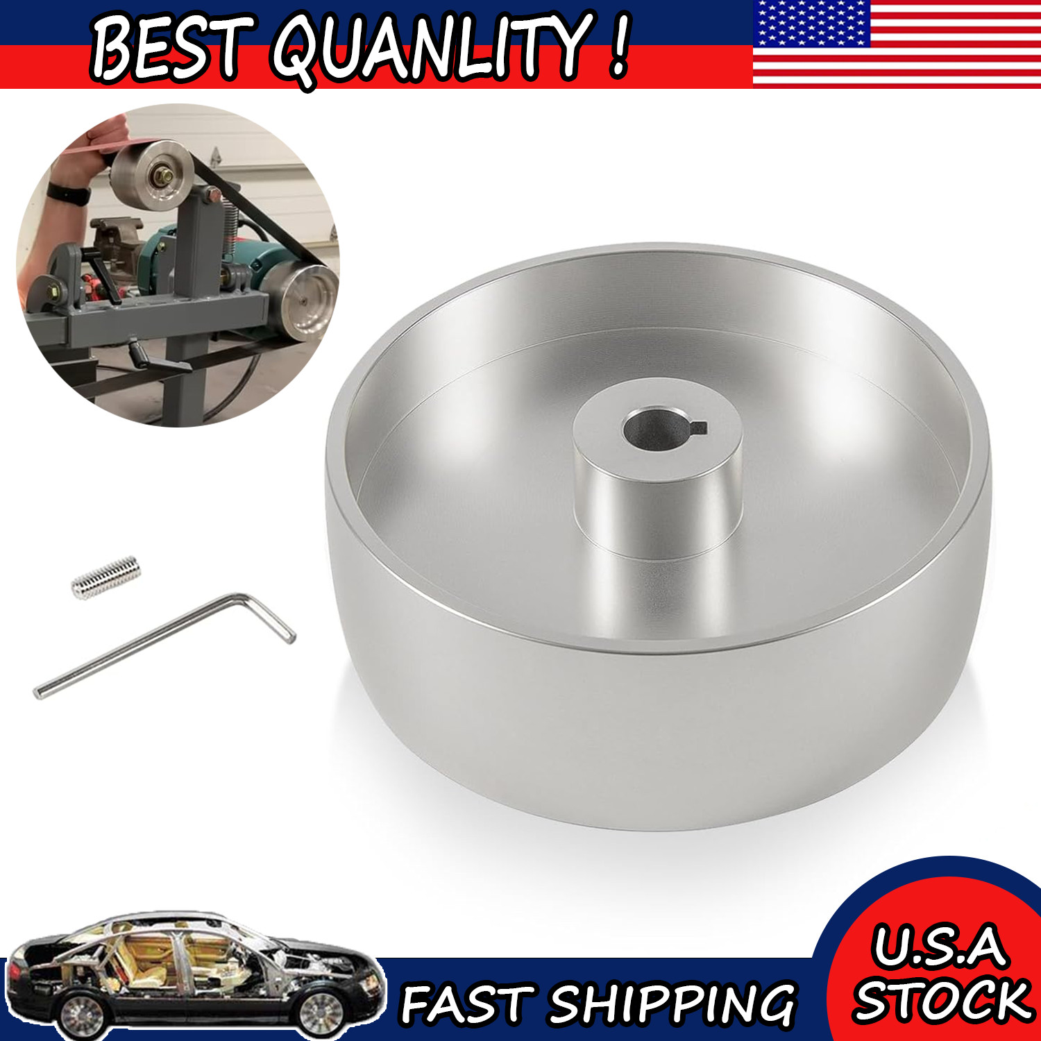 Belt Grinder 2x72 Wheel Set Knife Grinder 6" Drive Wheel Crowned With 5/8" Hole