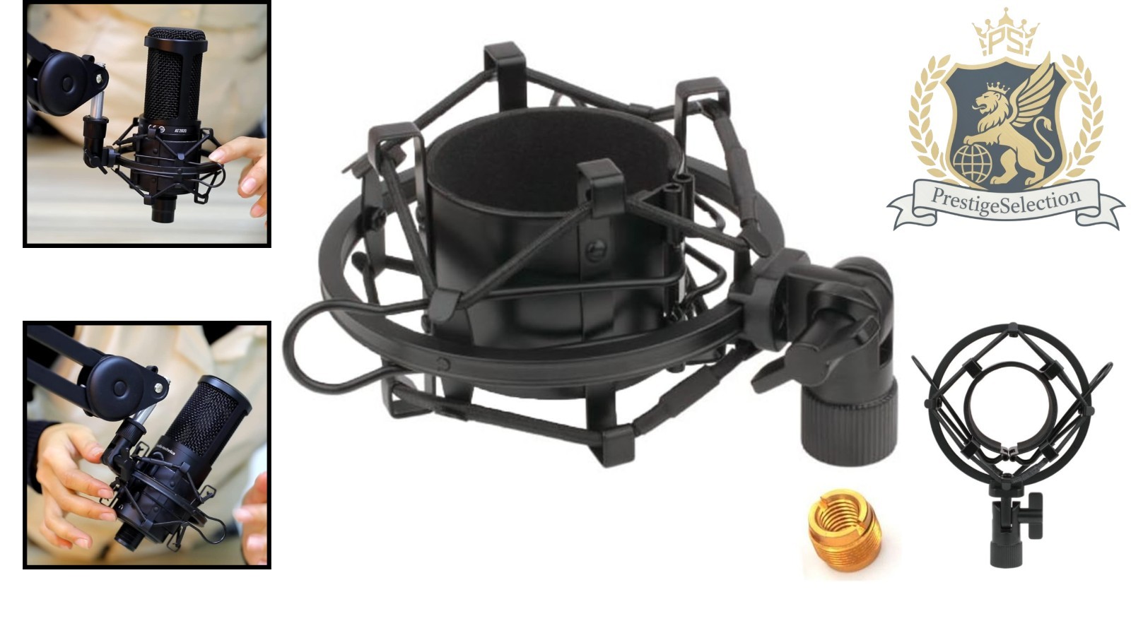 Durable Metal Microphone Shock Mount - Universal Fit with Adapters for AT Models