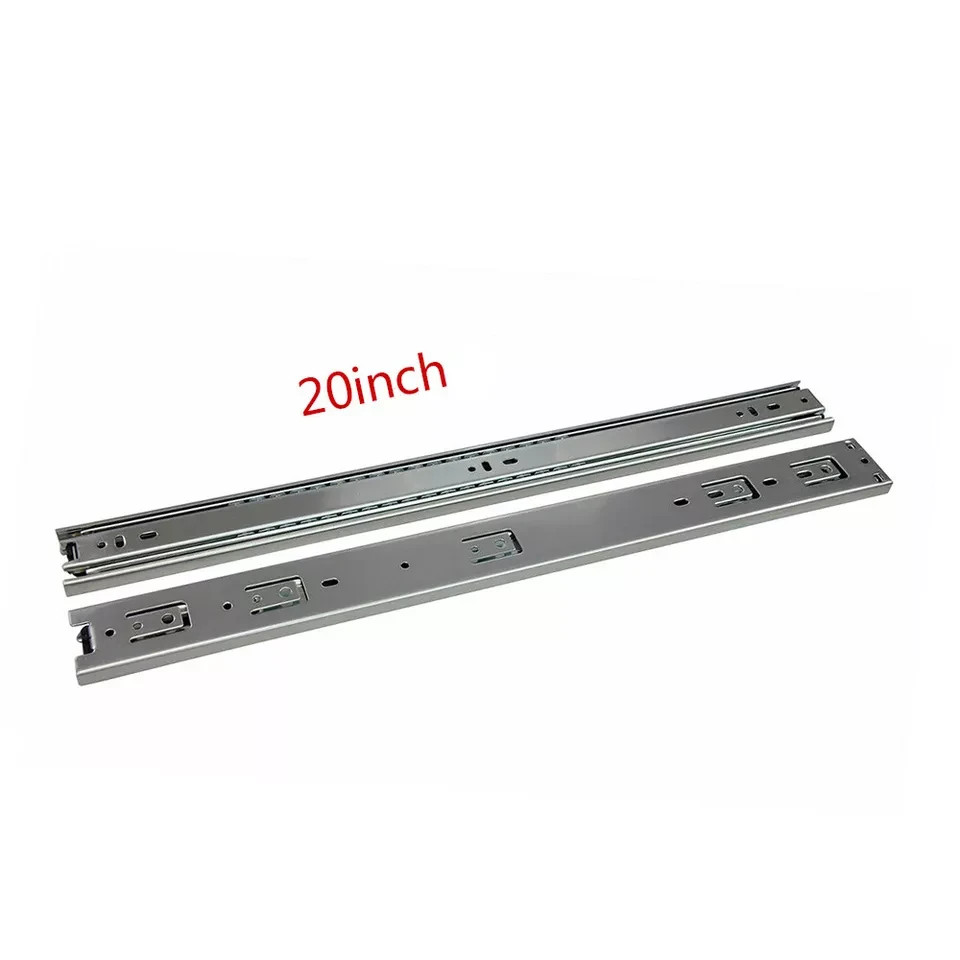 Full Extension Drawer Slides Side Mount Ball Bearing Rails 100 lb Load Capacity