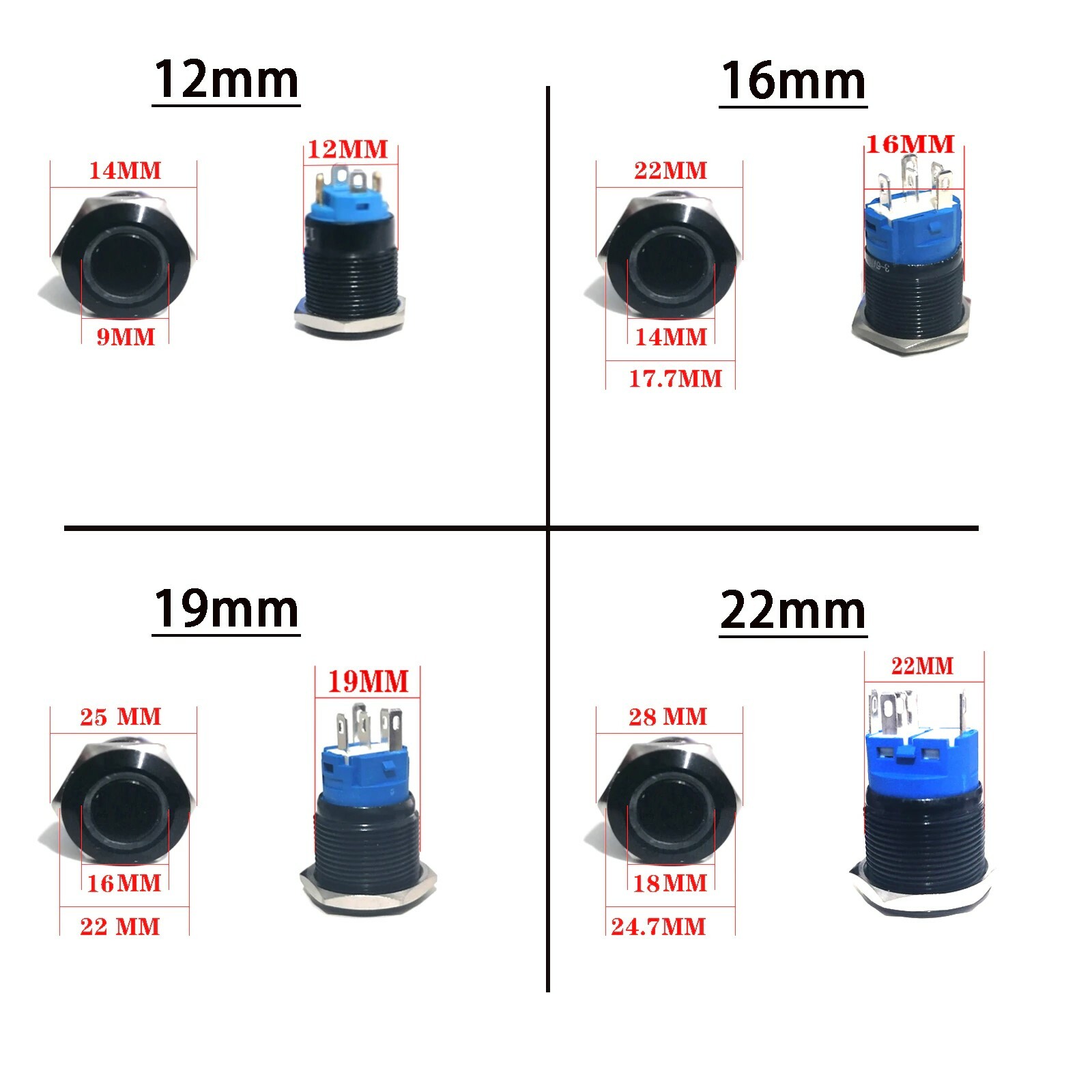 Metal Black Push Button Switch Momentary Latching Waterproof LED Light car Boat