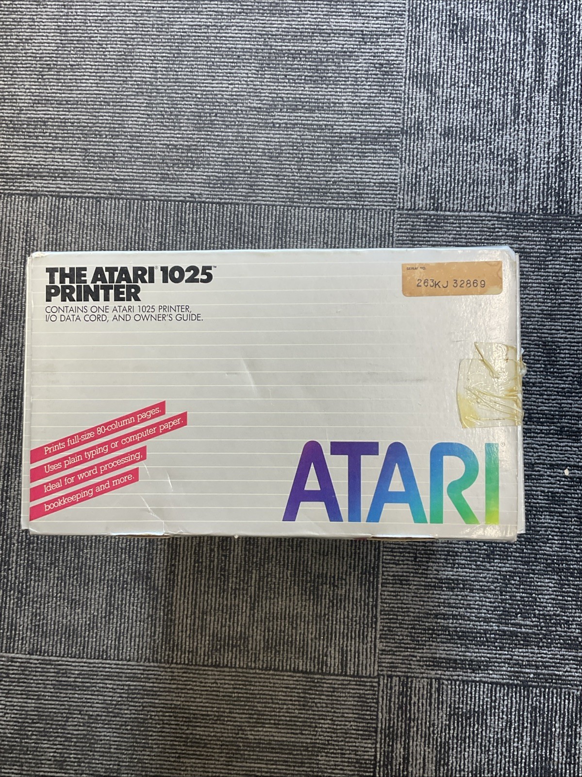 Atari 1025 Printer - In Box - Power On - Untested - Cables - Matching Serials