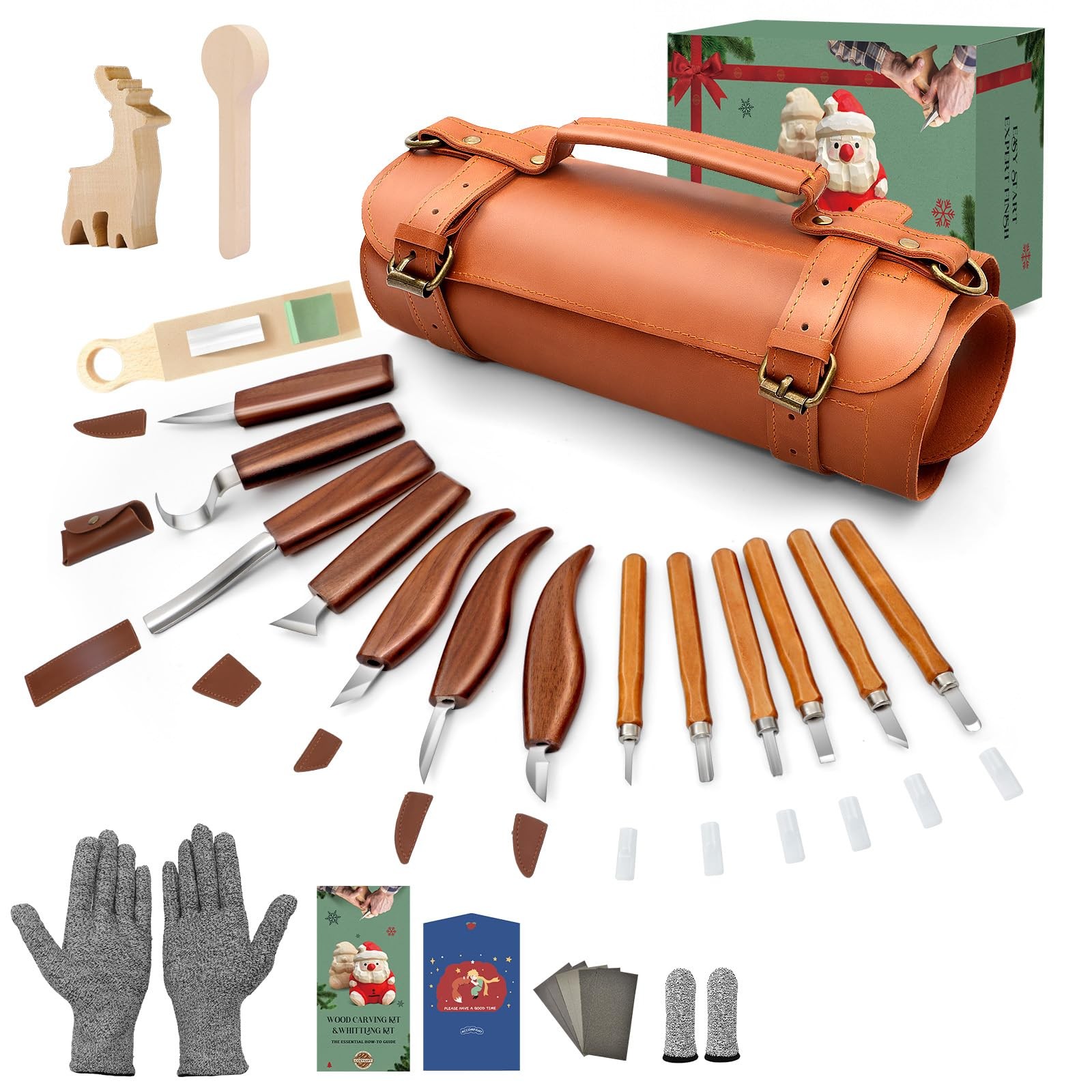 Wood Carving Tools Set for Adults, 31-Piece Whittling Kit with 13 Razor Sharp...