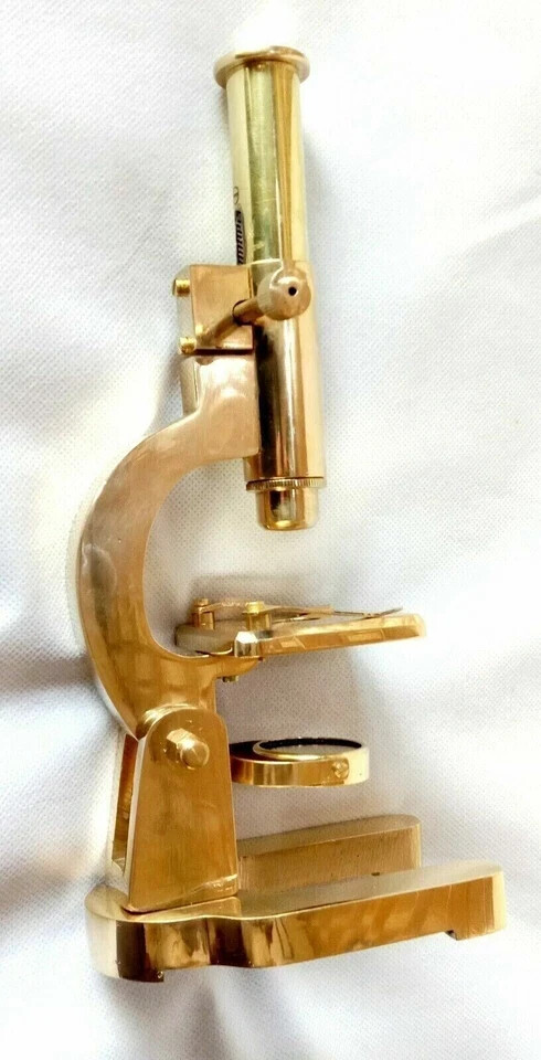 Antique Vintage Style Solid Brass Microscope Student Microscope 9" Decor Gift