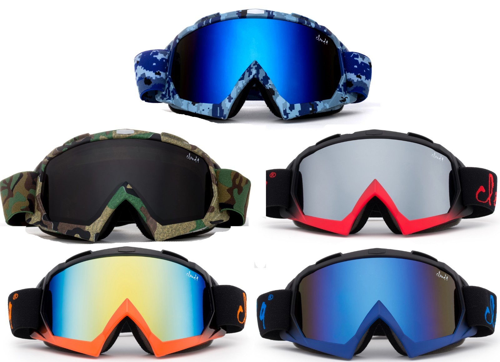 Men Snow Ski Goggles "Gorilla"  Anti-Fog Dual Lens UV400 Snowboarding w Pouch