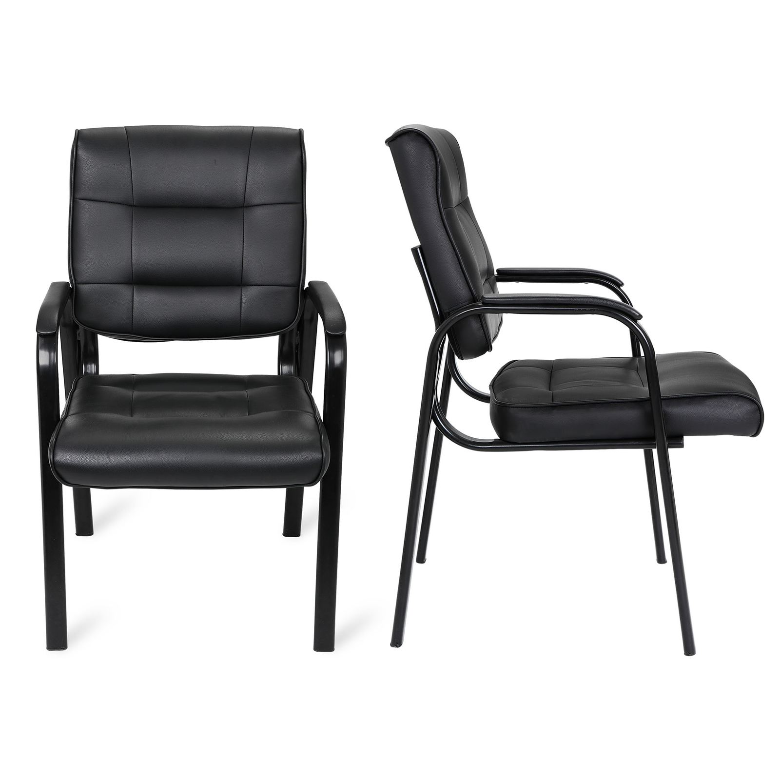 HomGarden Leather Guest Chair Office Desk w/Metal Frame Waiting Room Chair