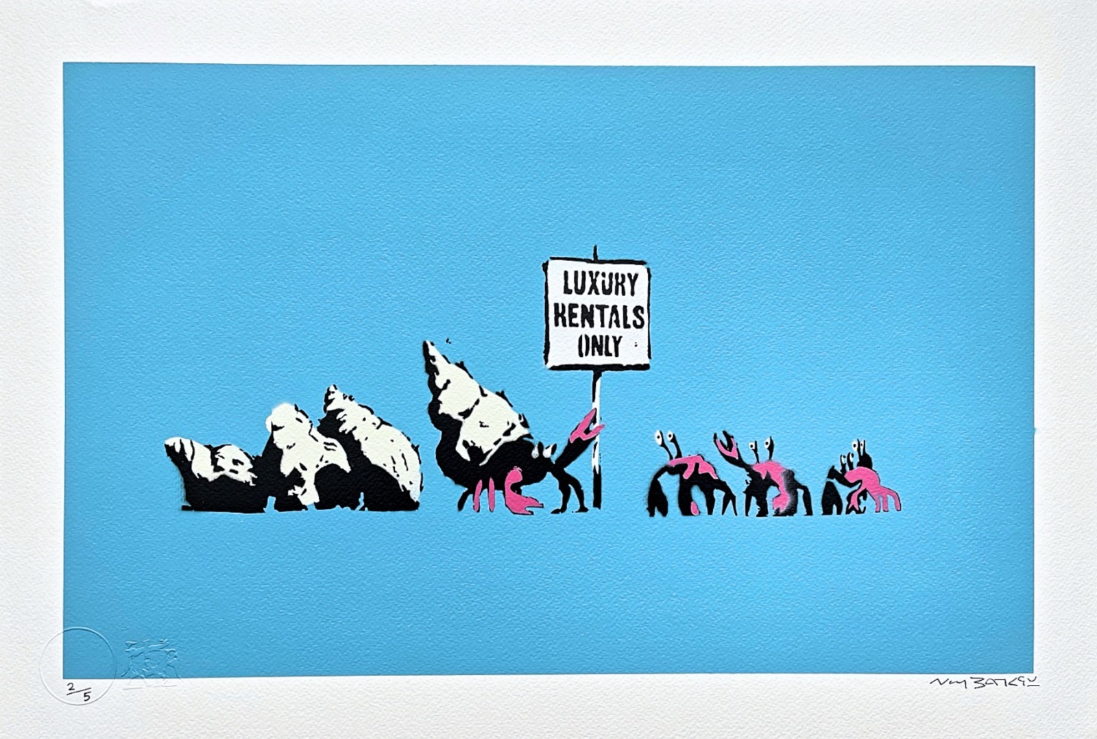 BANKSY/NOT BANKSY - Luxury rentals only 2/5 - Original spray paint, certificate