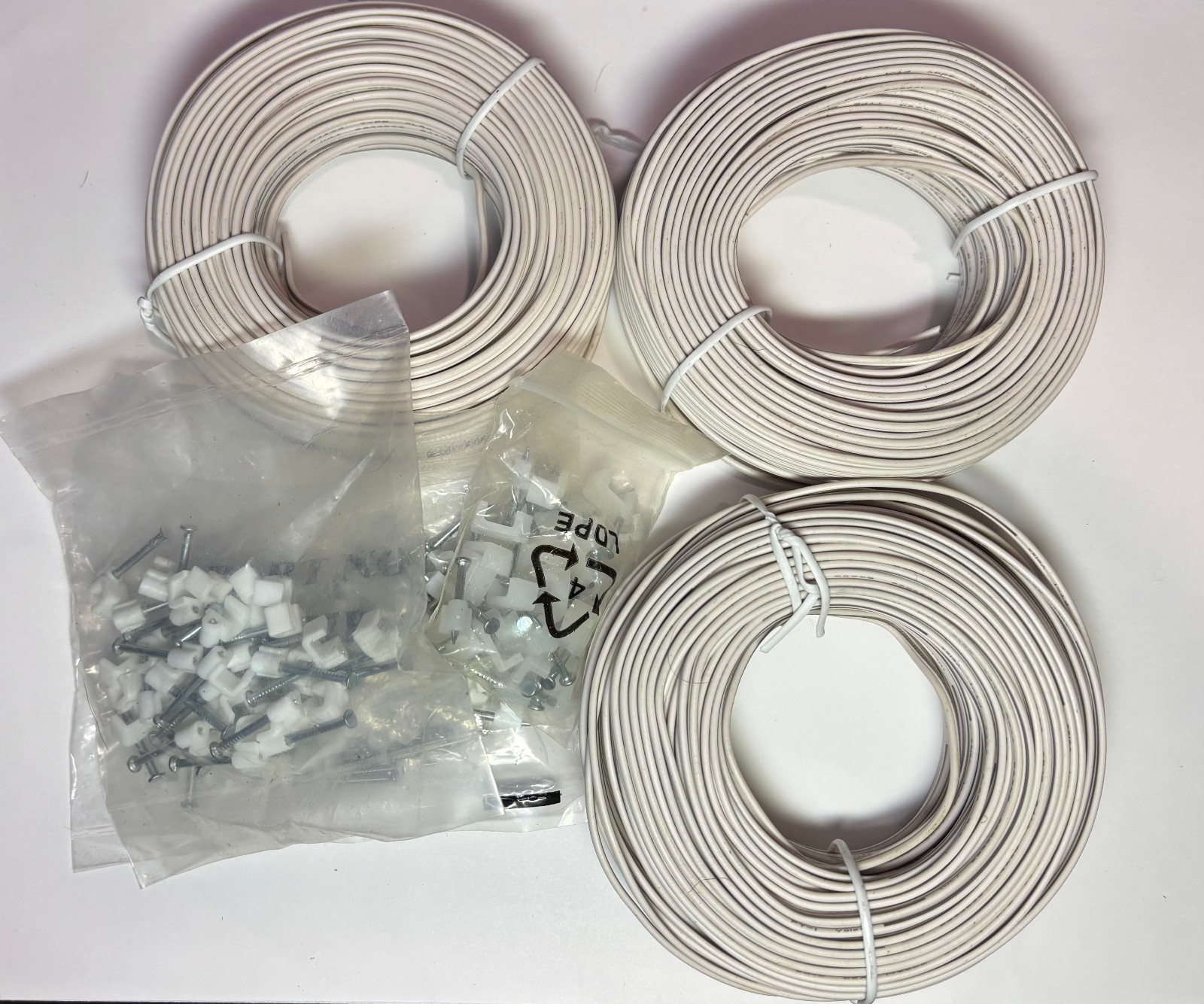 3 Rolls New Garage  Door Opener 2 Conducter Wire "100FT" w/ insulated staples
