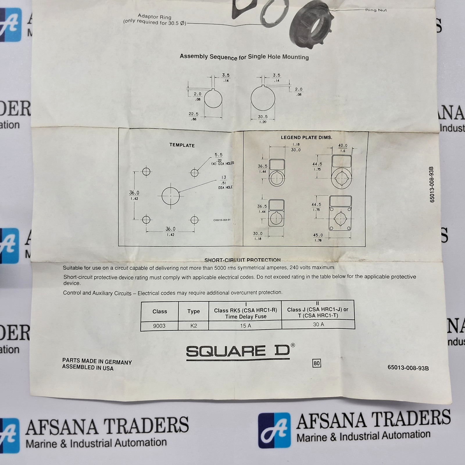 SQUARE D 65013-008-93B SELECTOR SWITCH