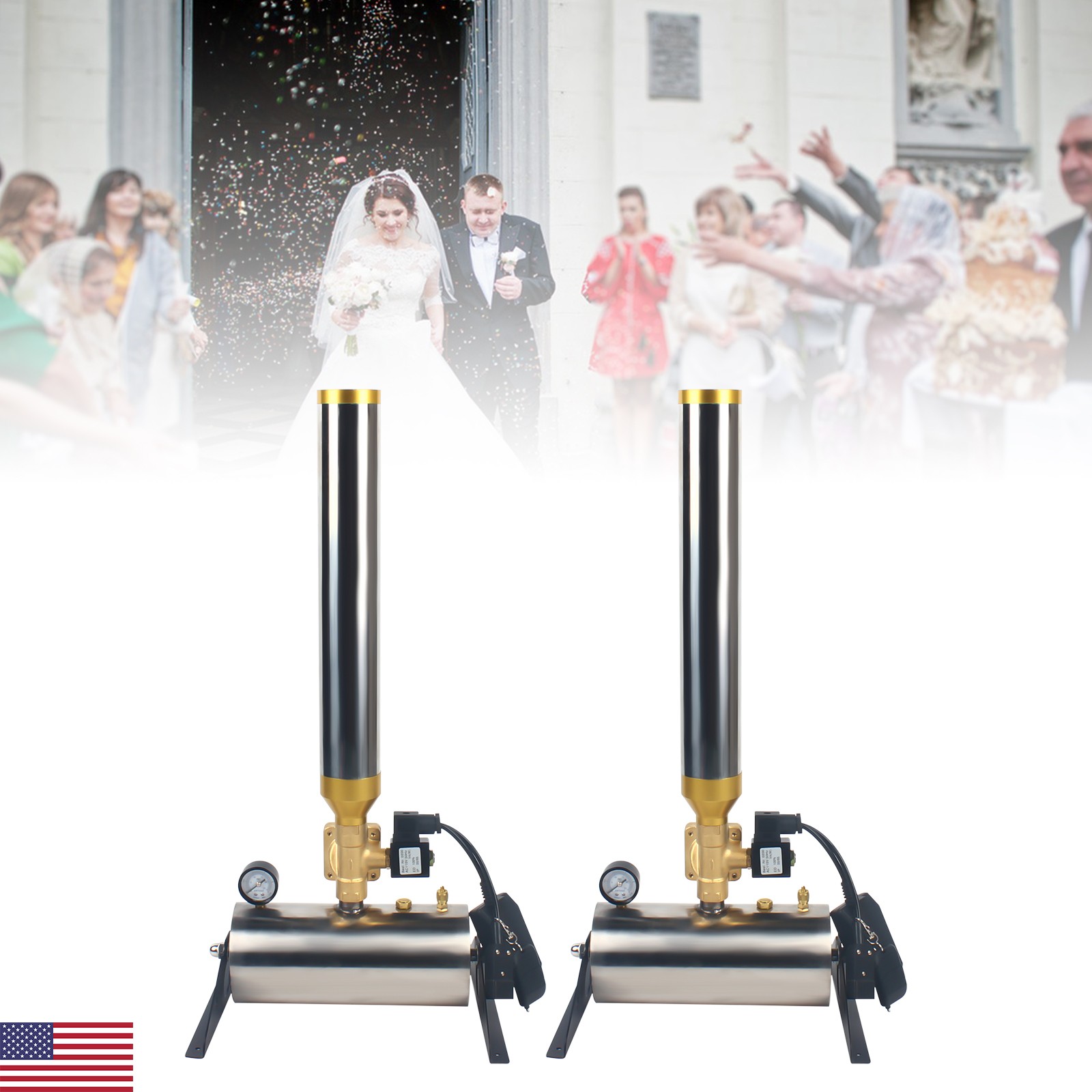 2PCS Confetti Cannon Jet Launcher Machine Wireless Party Wedding Stage Paper Gun