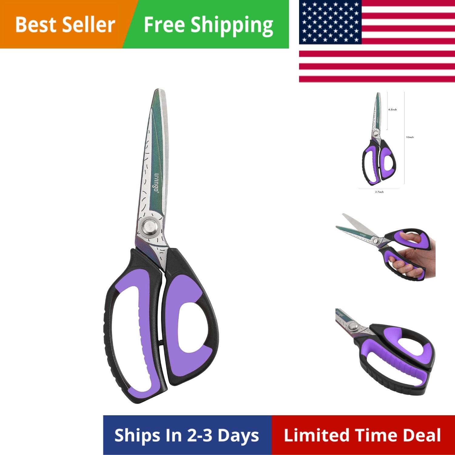 Heavy Duty Industrial Scissors: 10" Utility Stainless Steel Scissors all Purp...