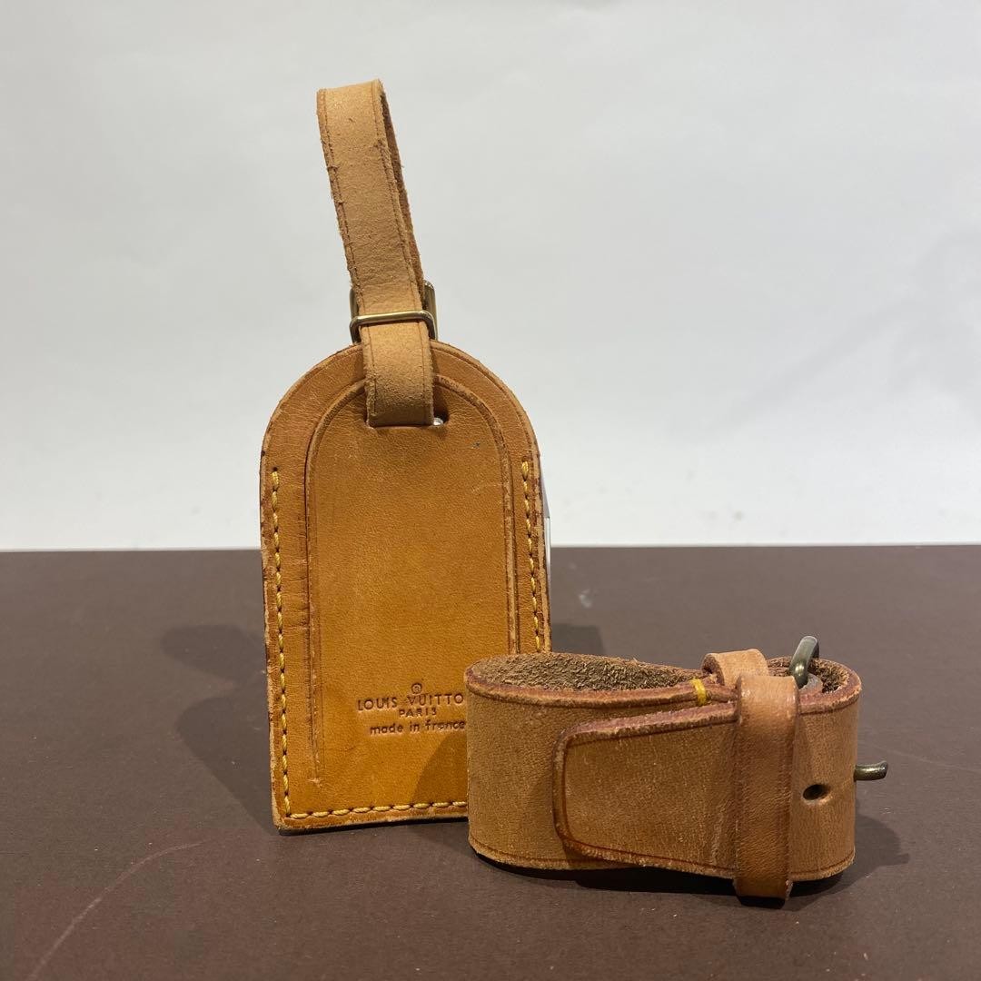 Louis Vuitton Name Tag & Poignet Handle Strap Set Vachetta Leather Damaged